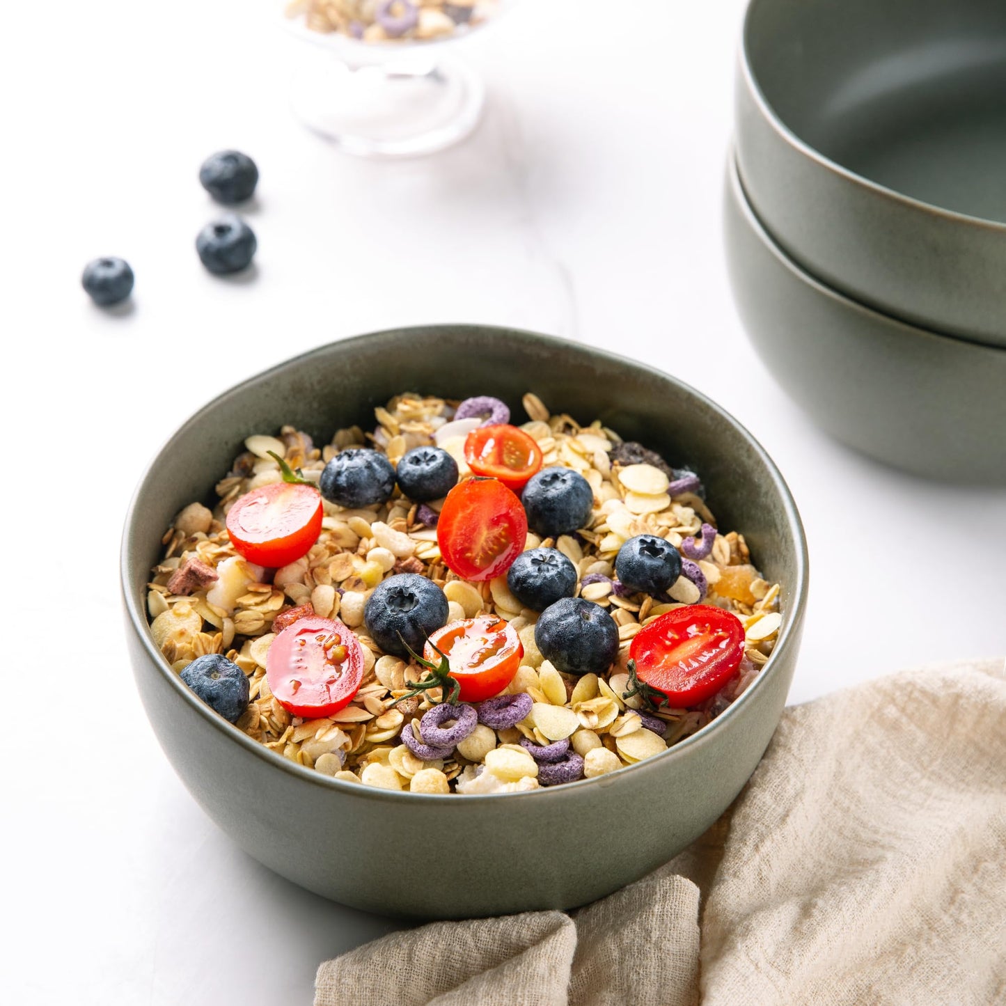 AmorArc Stoneware Cereal Bowls for Kitchen, 28oz Large Ceramic Soup Bowls Set of 6 for Meal Soup Snacks, Oven,Dishwasher&Microwace Safe Kitchen Bowls with Wavy Rim, Reavtive Glaze