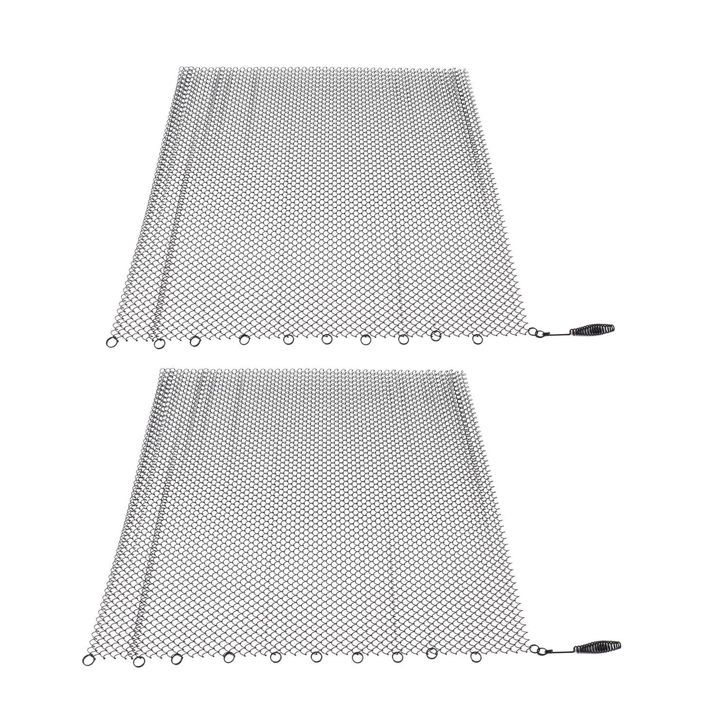 Tyenaza Fireplace Mesh Screen Curtain, 2 Wide Panels Hanging Replacement Screens for Home Wood Burning Fireplace Black (24 * 20in)