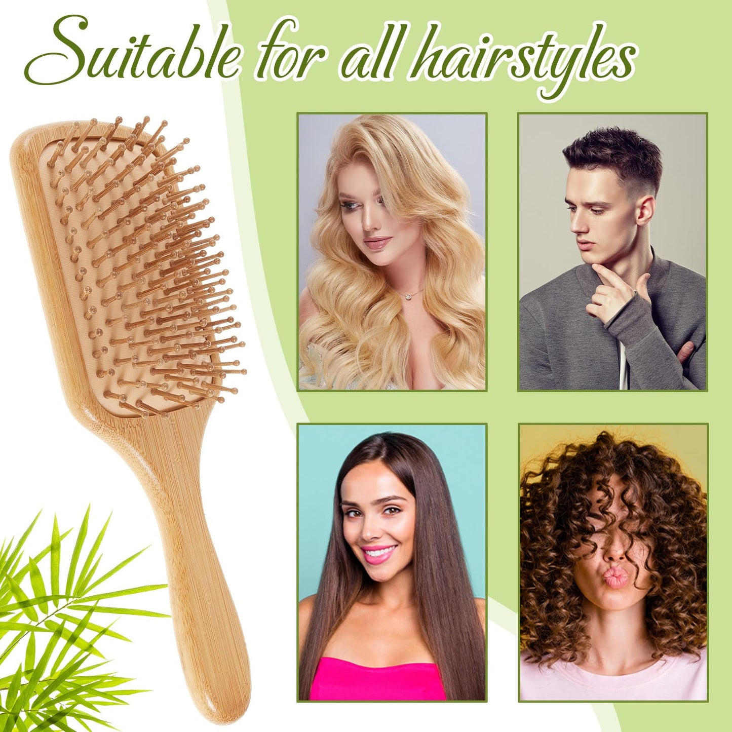Tessco for you 12 Pcs Bamboo Hair Brushes for Women Bulk Wooden Paddle Brush Scalp Massage Bamboo Bristle Anti Static Engraving DIY Gift for Wedding Birthday Party(9.65'' X 3.35'',Natural)