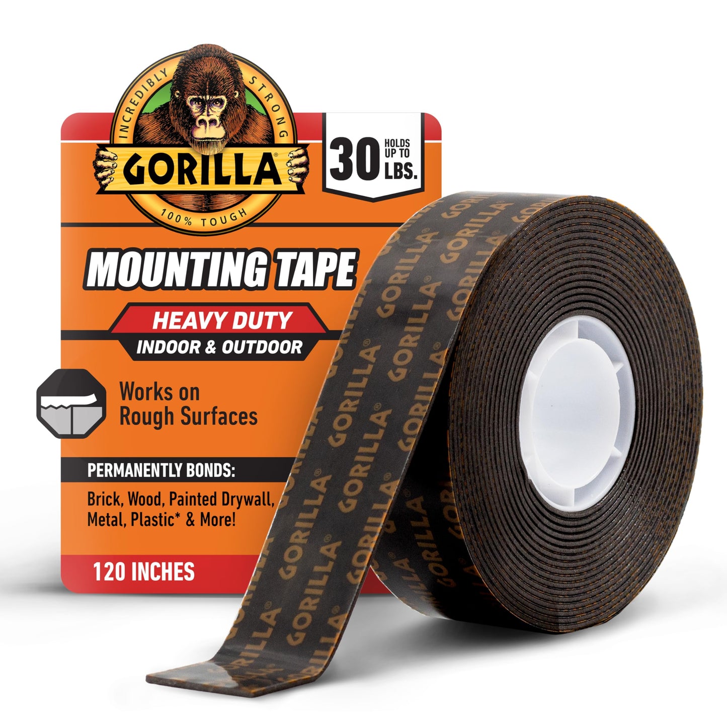 Gorilla Heavy Duty Double Sided Mounting Tape XL, 1" x 120", Black (Pack of 1)