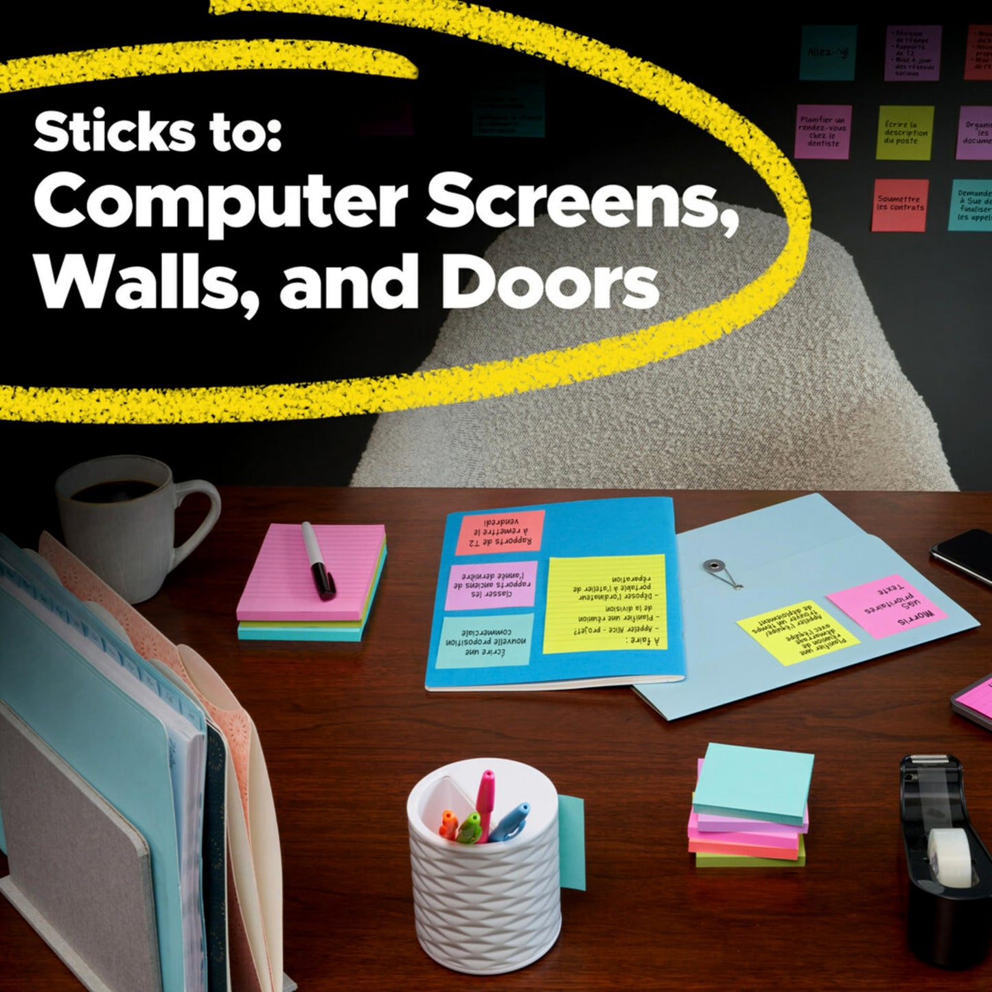 Post-it Super Sticky Notes, 24 Sticky Note Pads, 3 x 3 in., School Supplies for Students, Ideal for Textbooks, Notebooks, Walls and Vertical Surfaces, Canary Yellow
