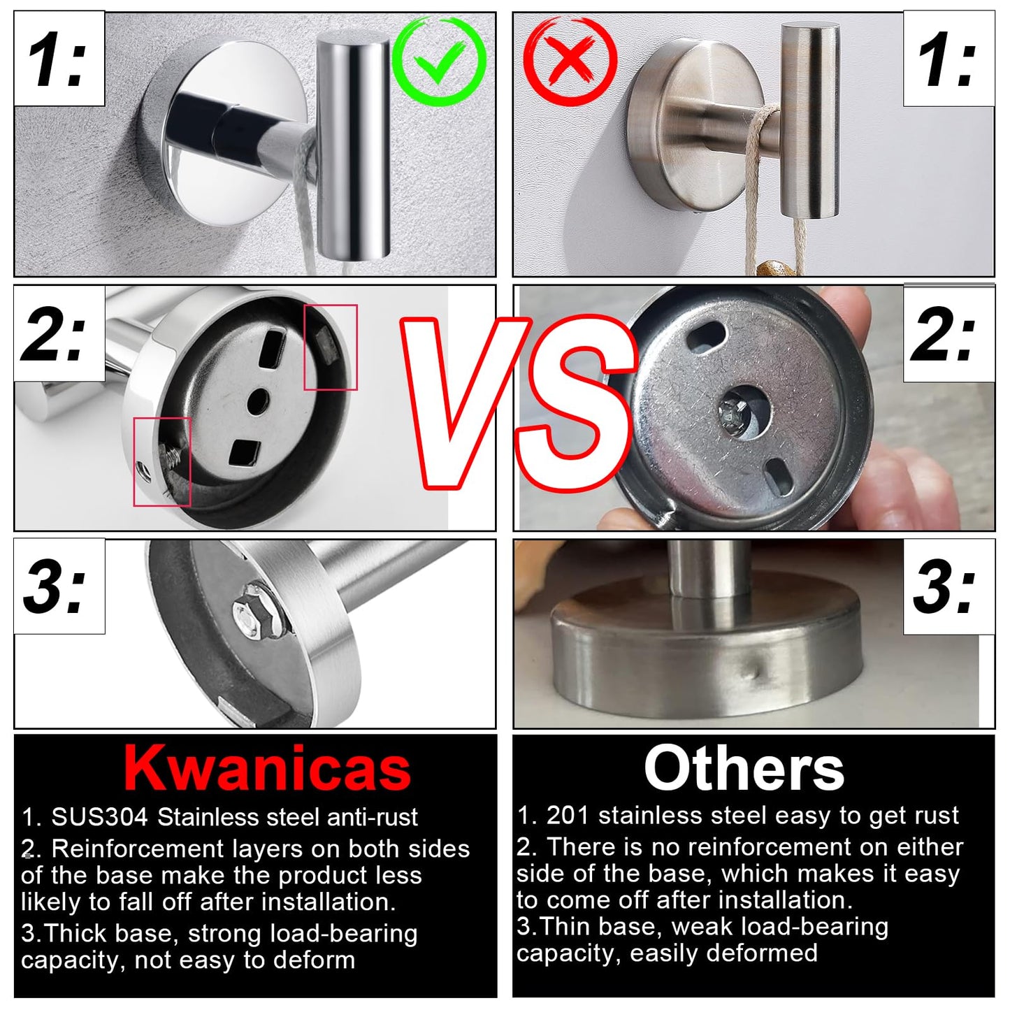 6 Pieces Polished Chrome Bathroom Hardware Accessories Set Hand Towel Ring 18&23.6 inch Round Towel Bar Silver Toilet Paper Holder Towel Hooks 2 Pieces SUS 304 Stainless Steel,Heavy Duty,Wall Mounted…