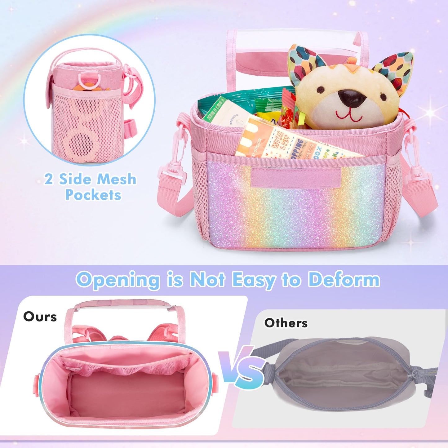 GRAOSO Kids Bike Basket, Bicycle Front Bag, Cute Bike Accessories for Girls Boys Fit Most of Handlebar, Tricycle, Scooter Bag with Detachable Shoulder Strap, Pink (Bag Only), Patented Design