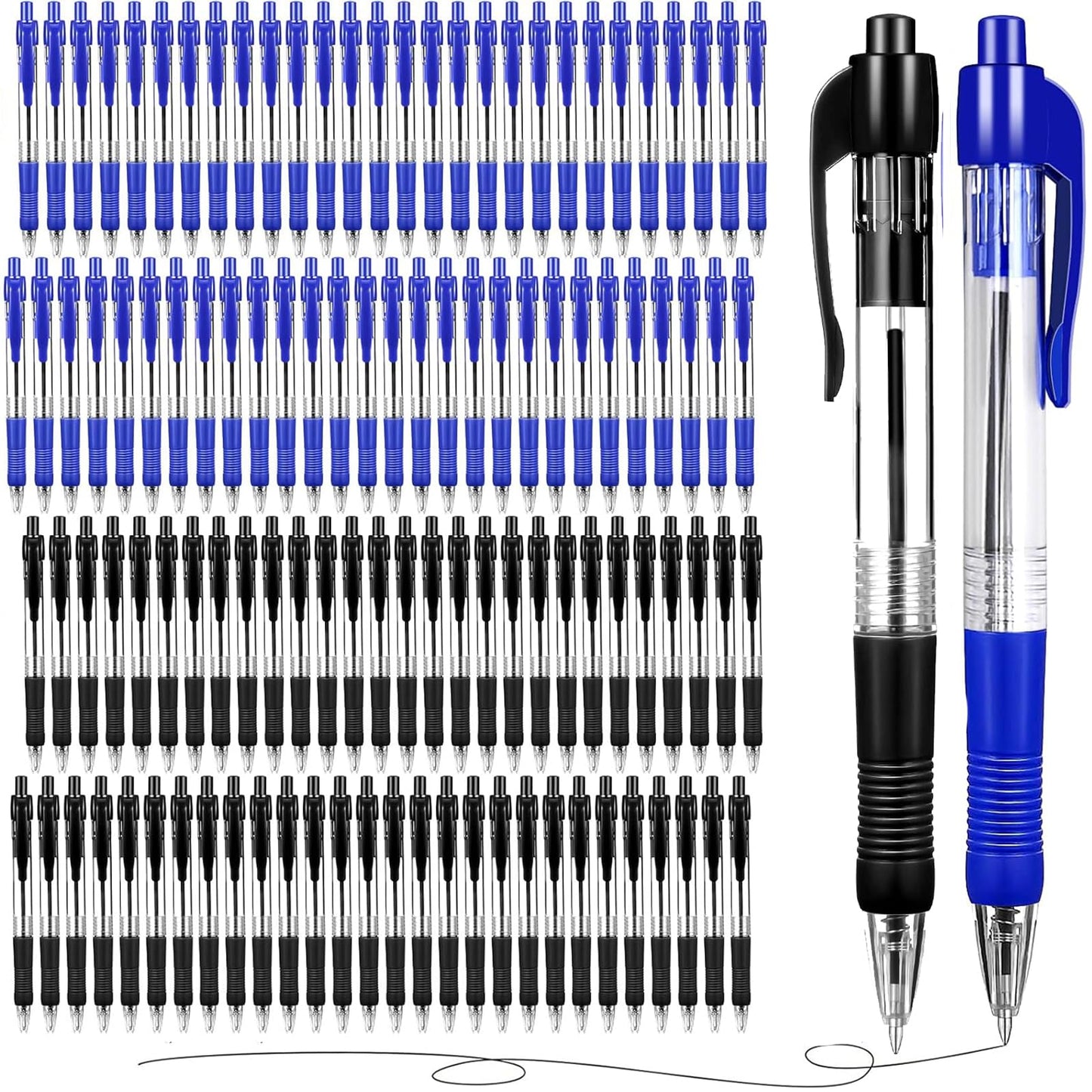 200 Pcs Pens Bulk, Retractable Ballpoint Pens, 1.0mm Gel Ink Pens Smooth Writing Pen for School Office Home Writing Journaling (100 Black & 100 Blue)