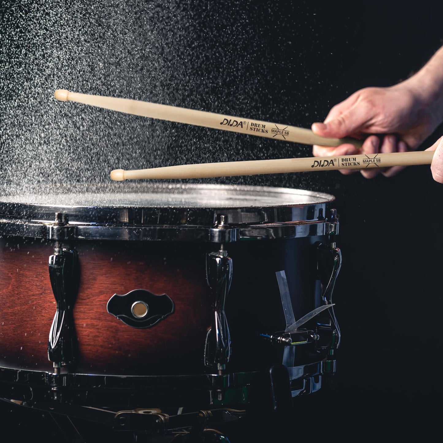 Drum Sticks for Drums, Natural Solid Wood丨Weight Balanced丨Non-Slip Grip, Live Performance & Drum Kit Practice Accessories, Percussion Drumsticks for Beginner (4 Pairs, 5B)