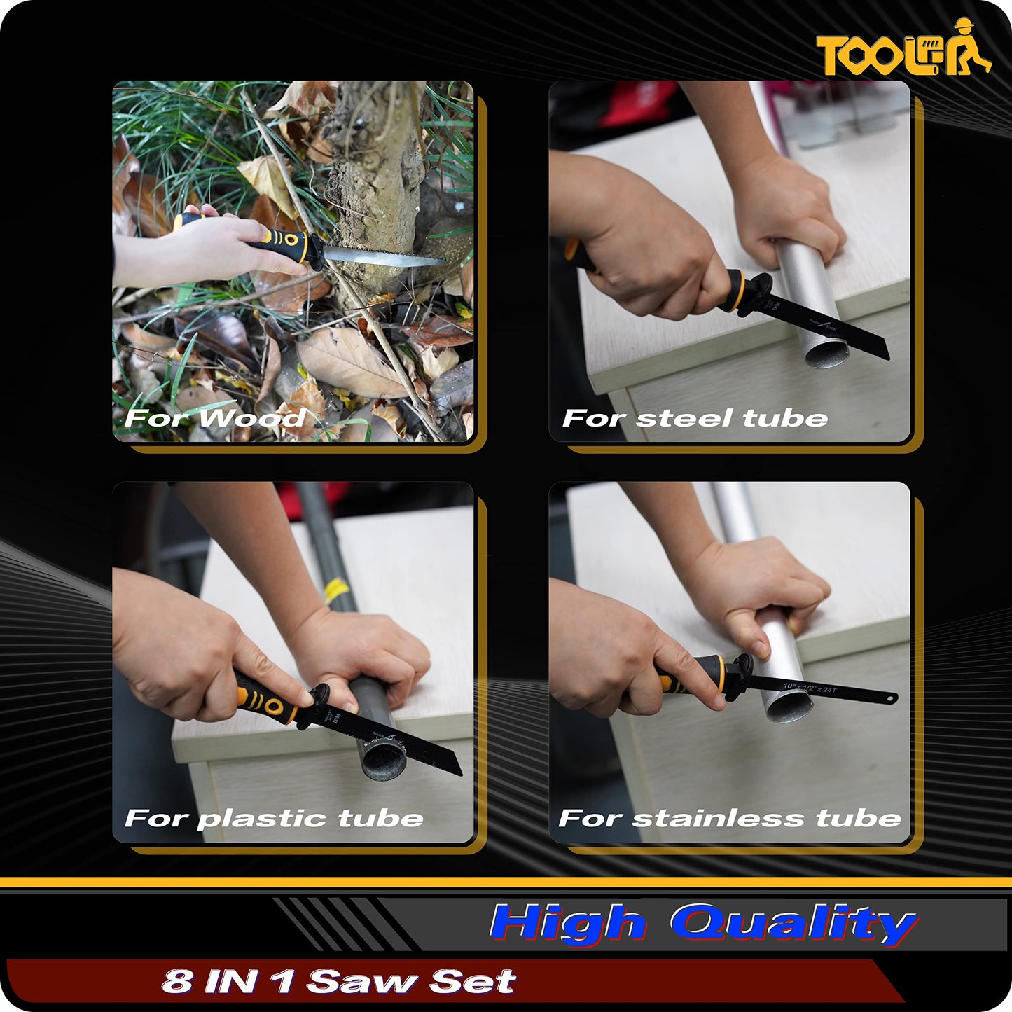TOOLAN: 8-in-1 Multi Blades Hand Saw, Drywall Cutter Saw. Hackwaw. Long Blade Hand Saw for Cut, Sheetrock, Wood, Metel, Plastic, Plywood. Portable Hand Saw