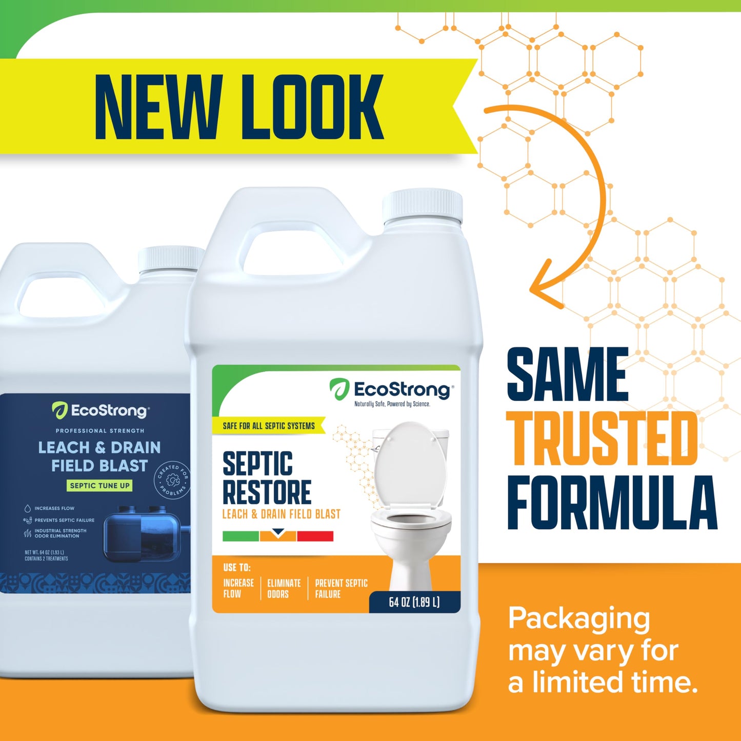 Eco Strong Septic Drain and Leach Field Treatment | Bio-Enzyme Cleaner Breaks Down and Digest Clogs | Removes Odors & Mainline Cleaner (64 OZ)