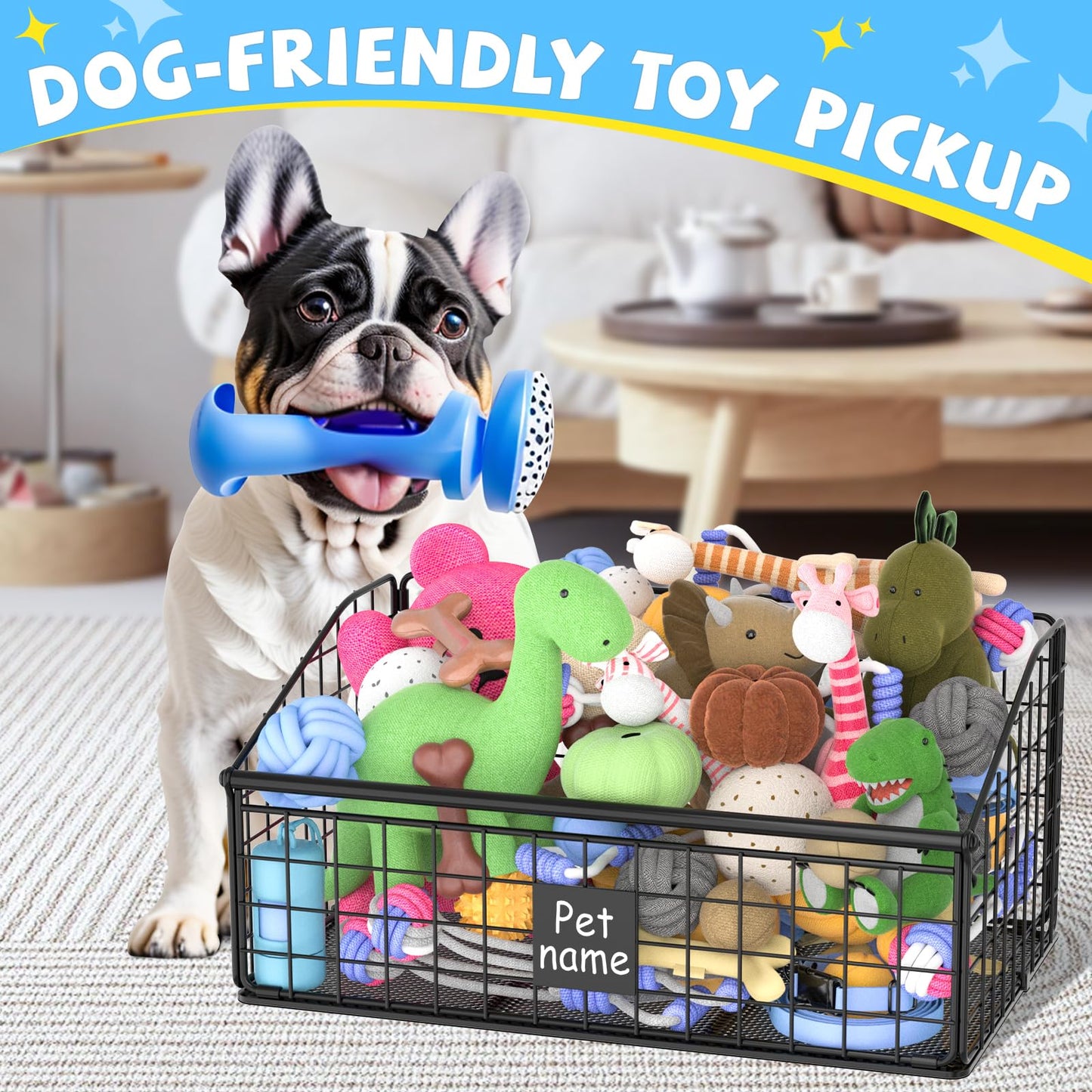 Kaiferty Indestructible Dog Toy Basket, Medium, Black