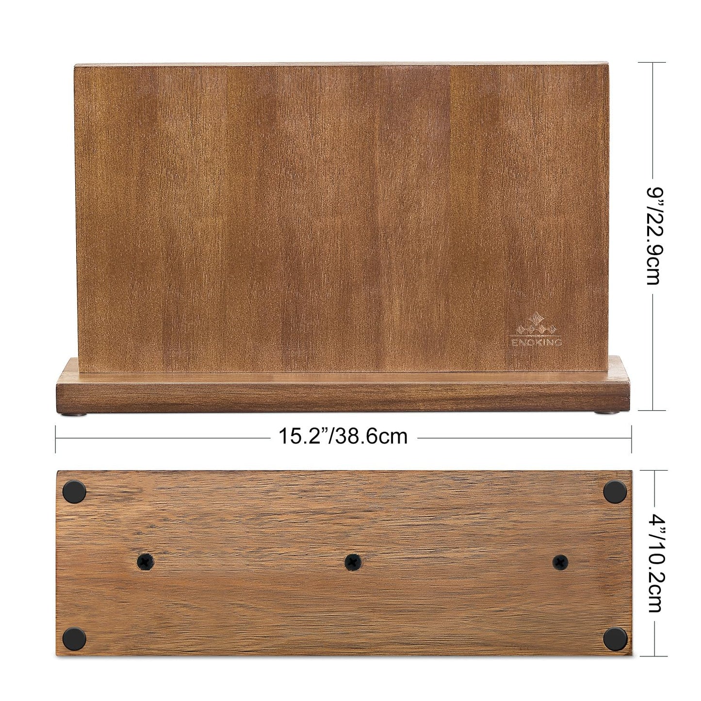 Extra Large Magnetic Knife Block, Double-Sided Acacia Wood Knife Holder with Built-in Powerful Magnetic Strips, 15.2" Universal Knife Storage Organizer for Kitchen Counter, No Drilling Required