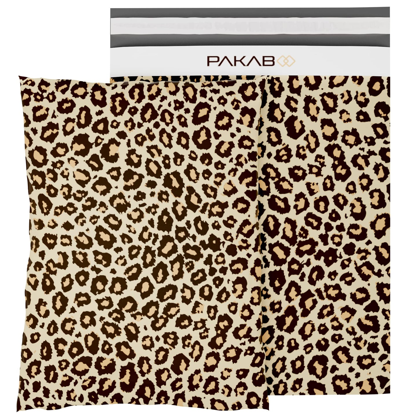 PAKABOO Poly Mailer Shipping Bags 12x15 Inch, 100 Pack, Non-Padded Envelopes with Tamper Proof Self-Seal, Leopard Brown Print Packaging