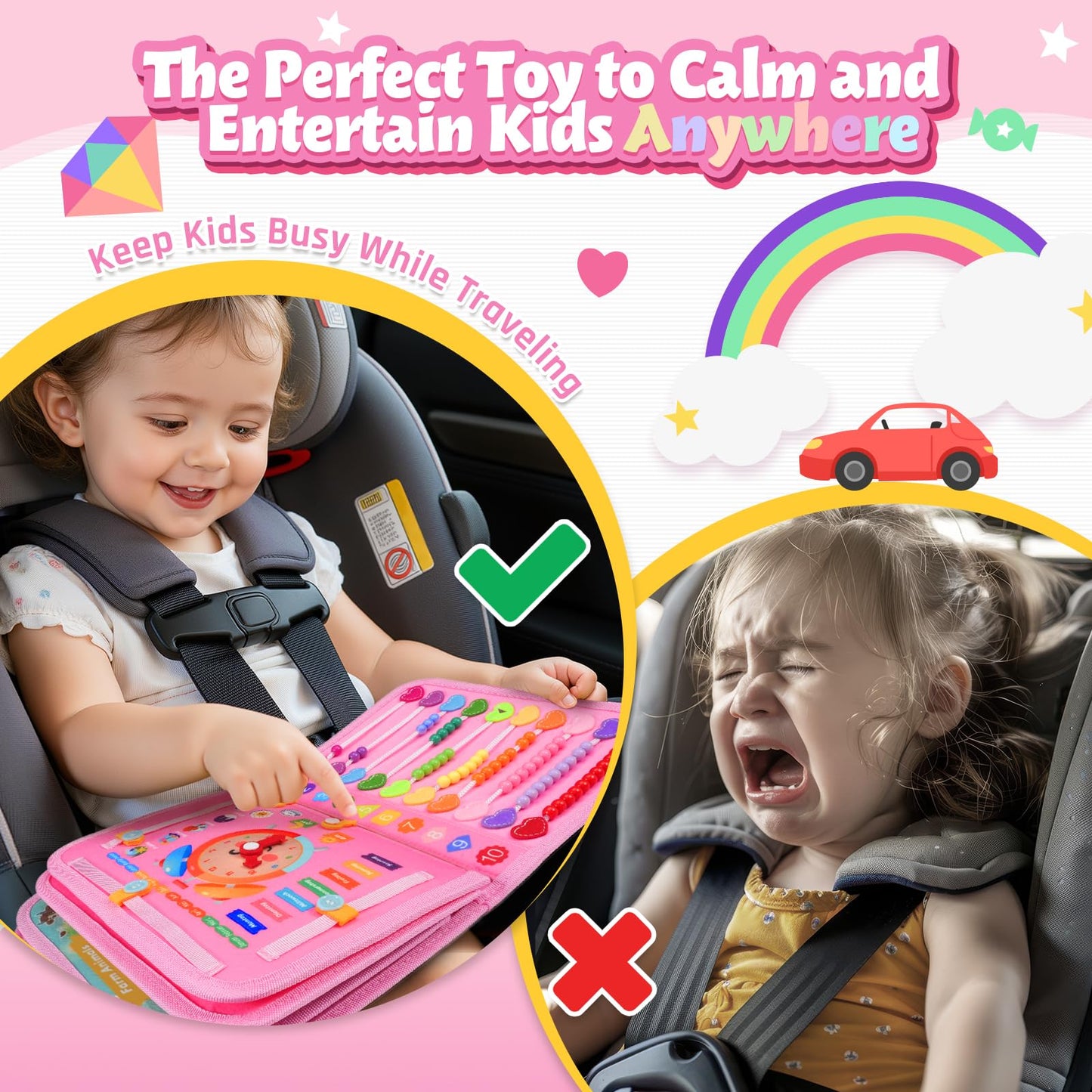 ZOOI Toddler Toys Busy Board - Montessori Toys for 1-5 Year Old Boy Girl Birthday Gifts for Kids, Sensory Toys Baby Essentials, Busy Book for Toddlers 1-5 Year Old, Airplane Activities Toys Gifts