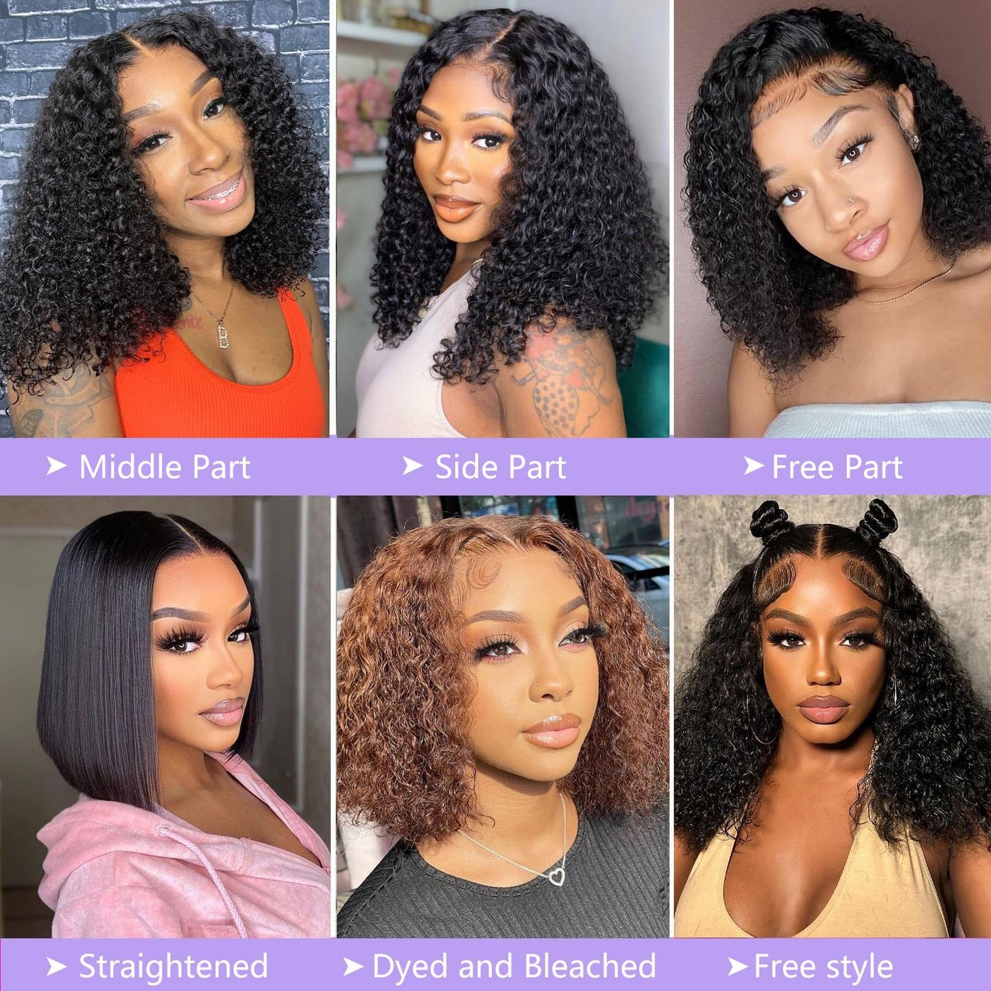 13x4 Lace Front Wigs Human Hair 14 Inch Curly Bob Wigs for Women Human Hair 200% Density Short Curly Glueless Wigs Human Hair Pre Plucked with Baby Hair Perruque Femme Humain Naturel Black