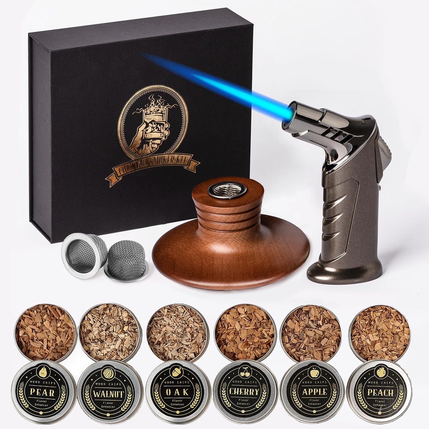 Gifts for Men - Cocktail Smoker Kit, with Torch and Wood Chips for Whiskey and Bourbon, Old Fashioned Cocktail Kit, Mens Gifts, Gifts for Dad, Husband and Cocktail Lovers