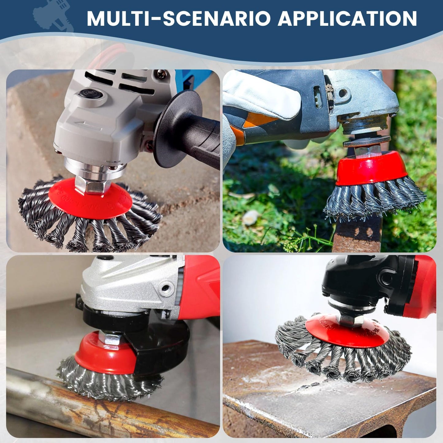 10pcs Wire Wheel for 4 1/2 Angle Grinder Wire Wheel Brush Cup Set with Threaded Arbor, Angle Grinder Wire Wheel for Rust, Corrosion, Paint Removal