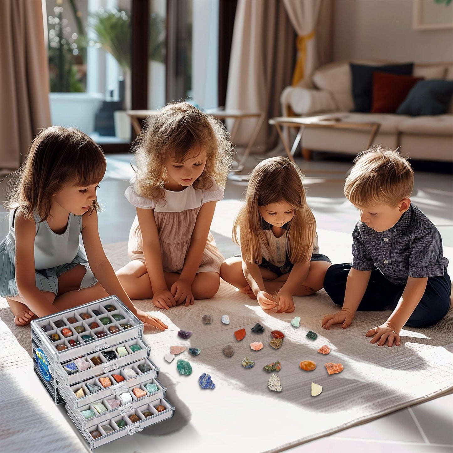 Rock Collection Display Case - Display Shelf for Collectibles - Rock Collections Box for Kids - Rock Collection Storage - Rock Collections Box for Kids 5 Layers (5)
