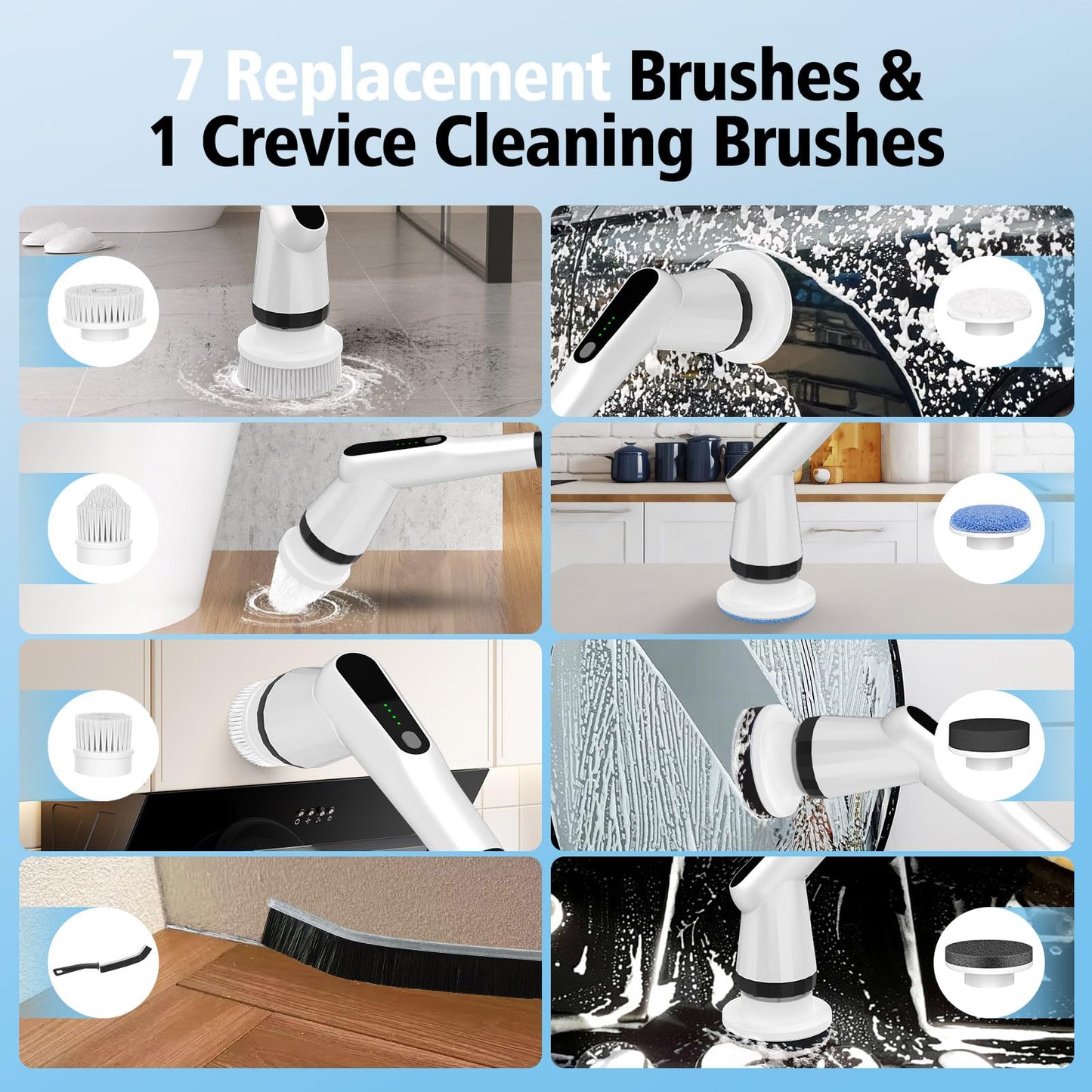 Electric Spin Scrubber, Dreazu IPX7 12-in-1 Bathroom Scrubber， Retractable Handle, 4-Speed Adjustable Shower Cleaner Brush for Bathroom, Bathtub, Kitchen, Tile Floors-Green