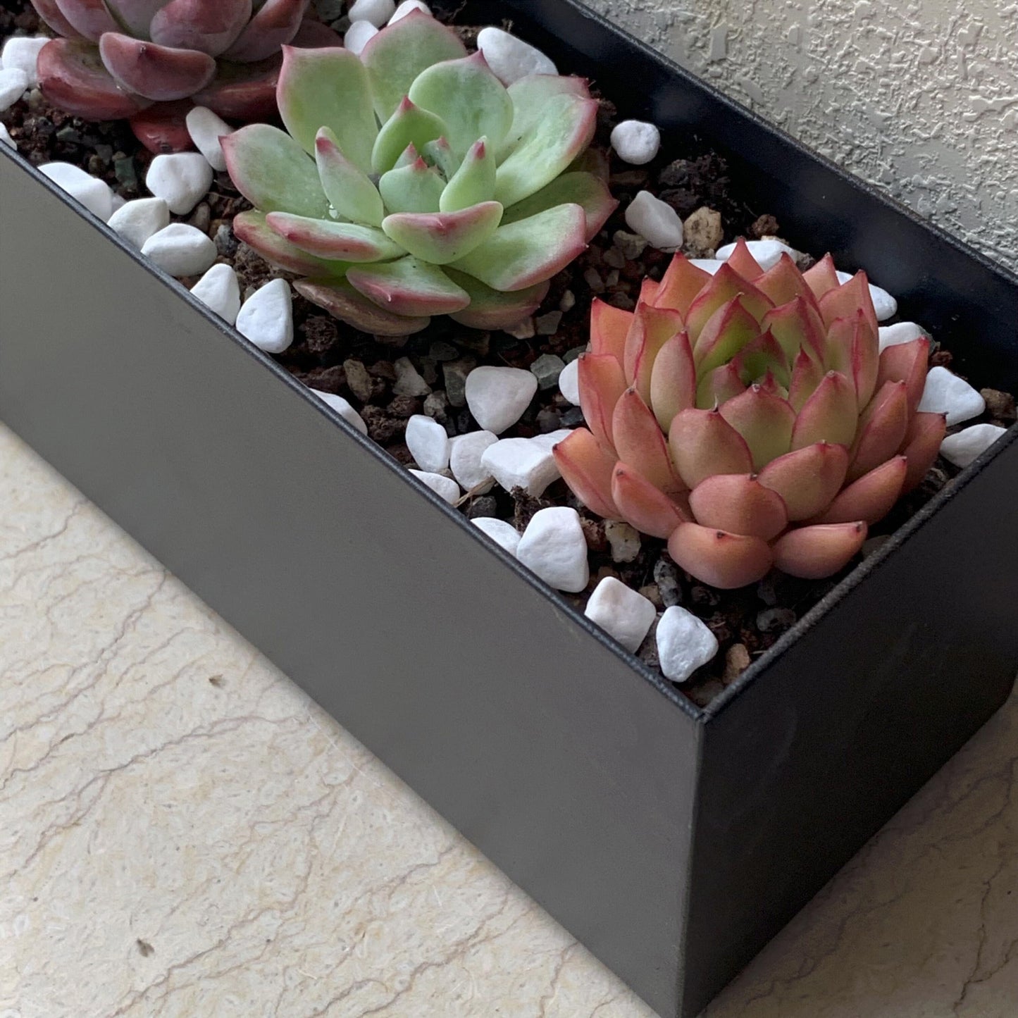 PSOIRGCNH Modern Metal Steel Trough Planter - Rectangle Planters for Indoor Planters - 16" Window Sill Planters - Table or Window Boxes Planter - Windowsill Herb Planter(1pc Short Black)