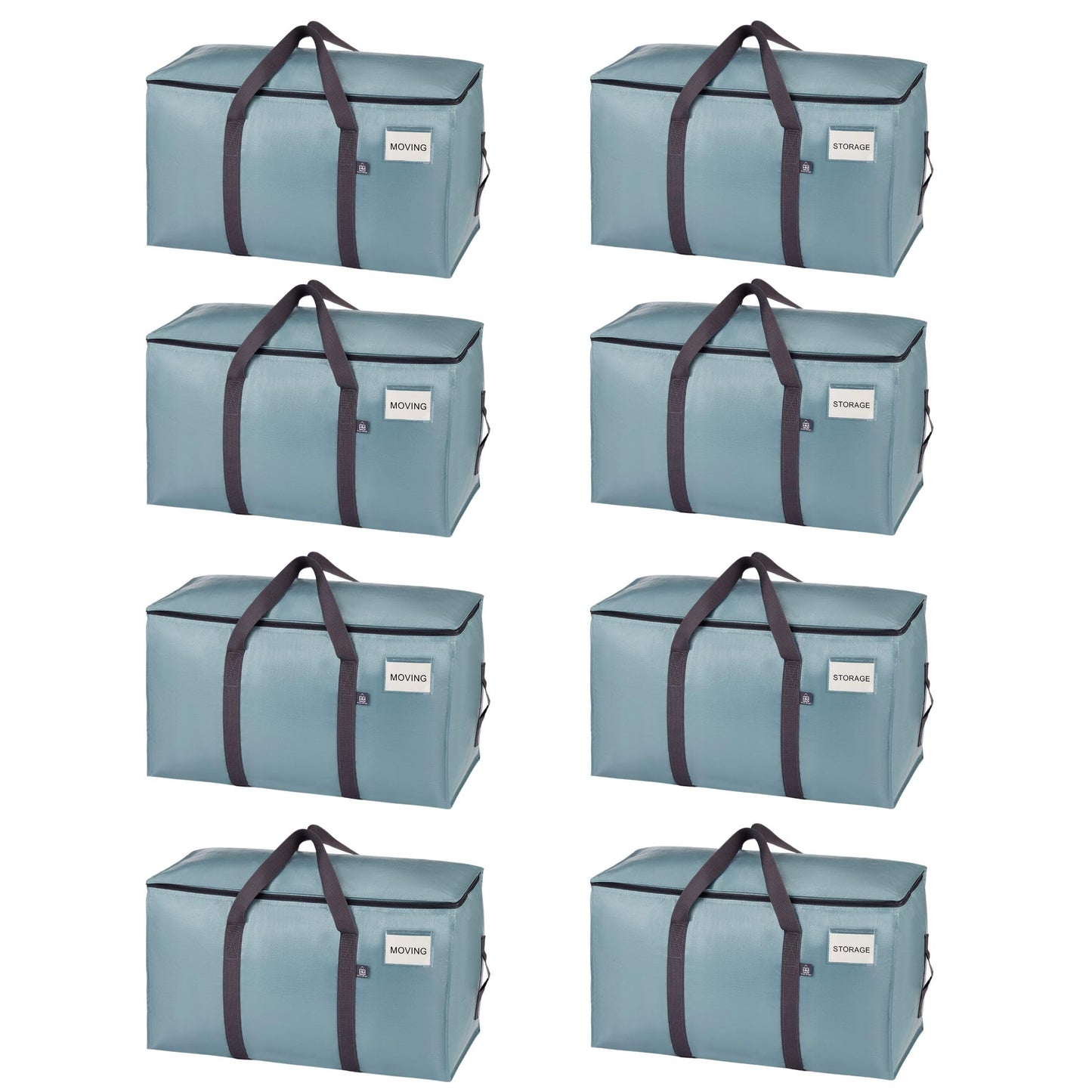 VENO Extra Large Moving Bags with Zippers & Carrying Handles, Heavy-Duty Storage Tote Moving Boxes for Space Saving, Packing Storage Supplies for Dorm Room Essentials (Light Blue-8 Pack)