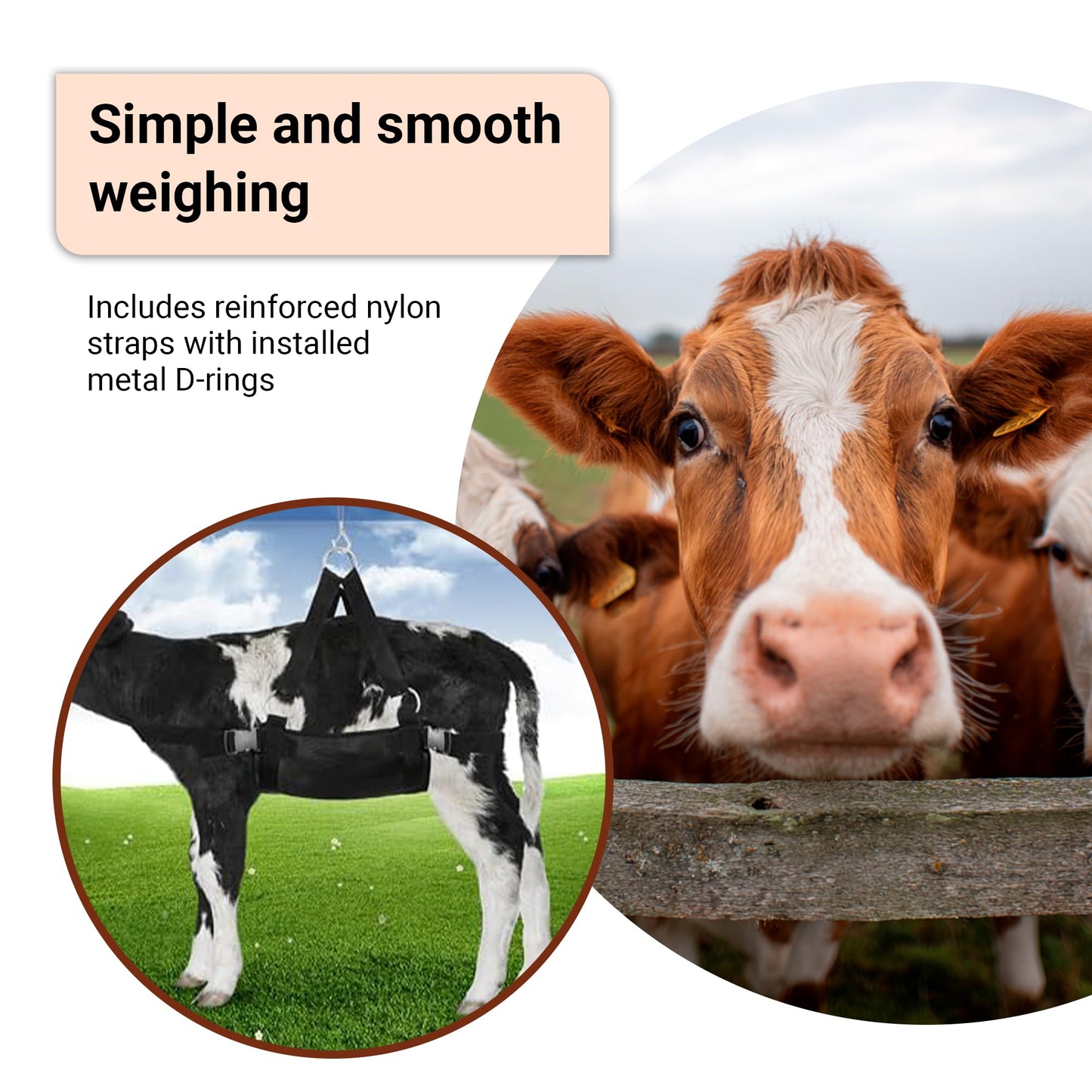 BRINGERPET Calf Sling for Weighing 30"*25" inch, Up to 400 LB Assist Weight Scale for Baby Calf, Lamb, Alpaca, Dog