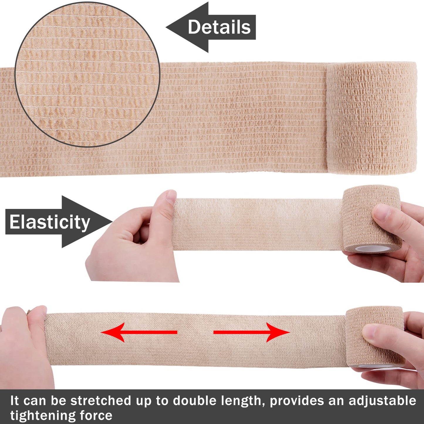 BQTQ 72 Rolls Self Adherent Bandage Cohesive Wrap Athletic Tape 2" x 5 Yards Breathable Stretch Wrap Sports wrap Cohesive Bandage Tape Roll for Ankle Sprains & Swelling,Human, Animals(Rich Color)