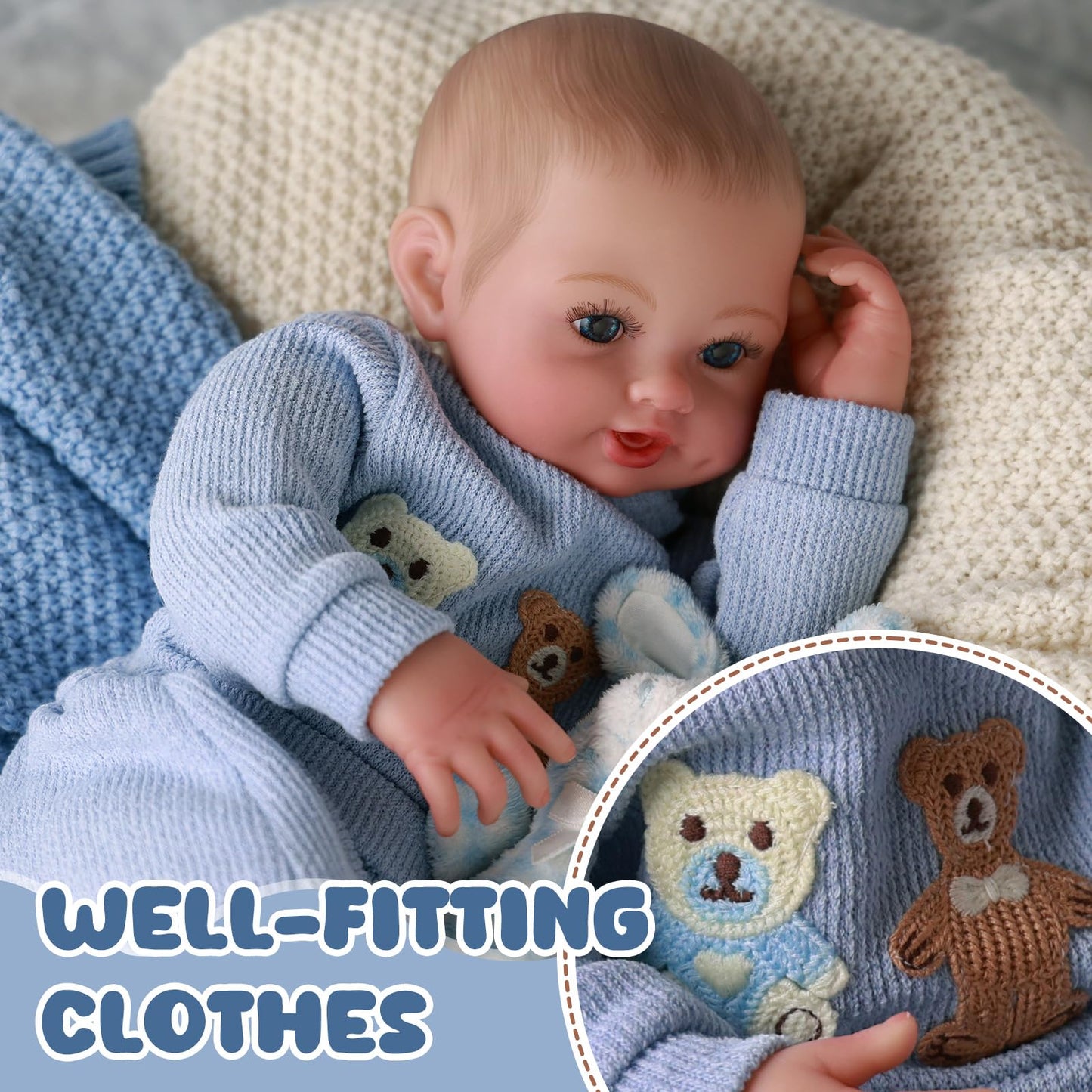 BABESIDE Reborn Baby Dolls Boy - 17 Inch Lifelike Newborn Baby Doll Handmade Real Life Baby Dolls Reborn Toddler with Soft Cloth Body Gift Toys for Kids Age 3 +