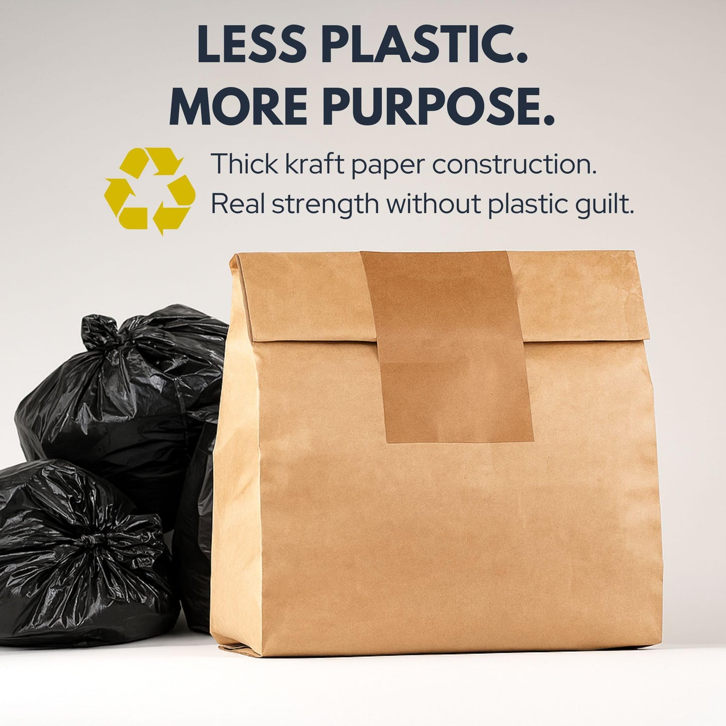 Wenses Trash Compactor Bags for Kitchen (12-Pack), 25% Thicker Kraft Paper Compactor Bags with Leak-Proof Liner & Sticker Seals