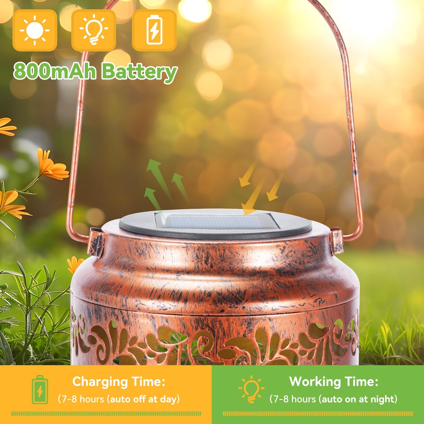 Hummingbird Solar Lanterns Outdoor - OxyLED Metal Waterproof Solar Garden Lanterns, Hanging Lanterns Solar Powered with Handle for Table Pathway Walkway, Chirstmas Gifts for Mom Grandma Women