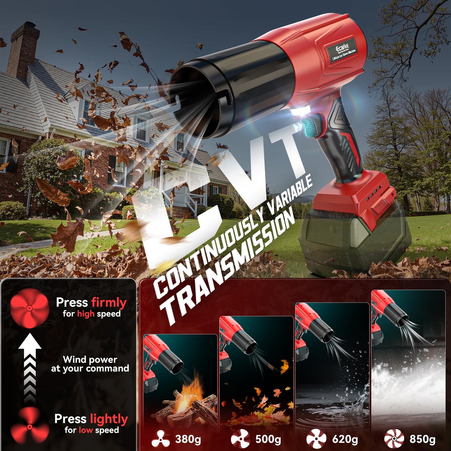 800,000 RPM Leaf Blower Compatible with Milwaukee 18V: Ecarke Cordless Dust Blower, Electric Turbo Jet Blower Handheld Battery Powered with Brushless Motor for Patio Garden Lawn(Tool Only, No Battery)