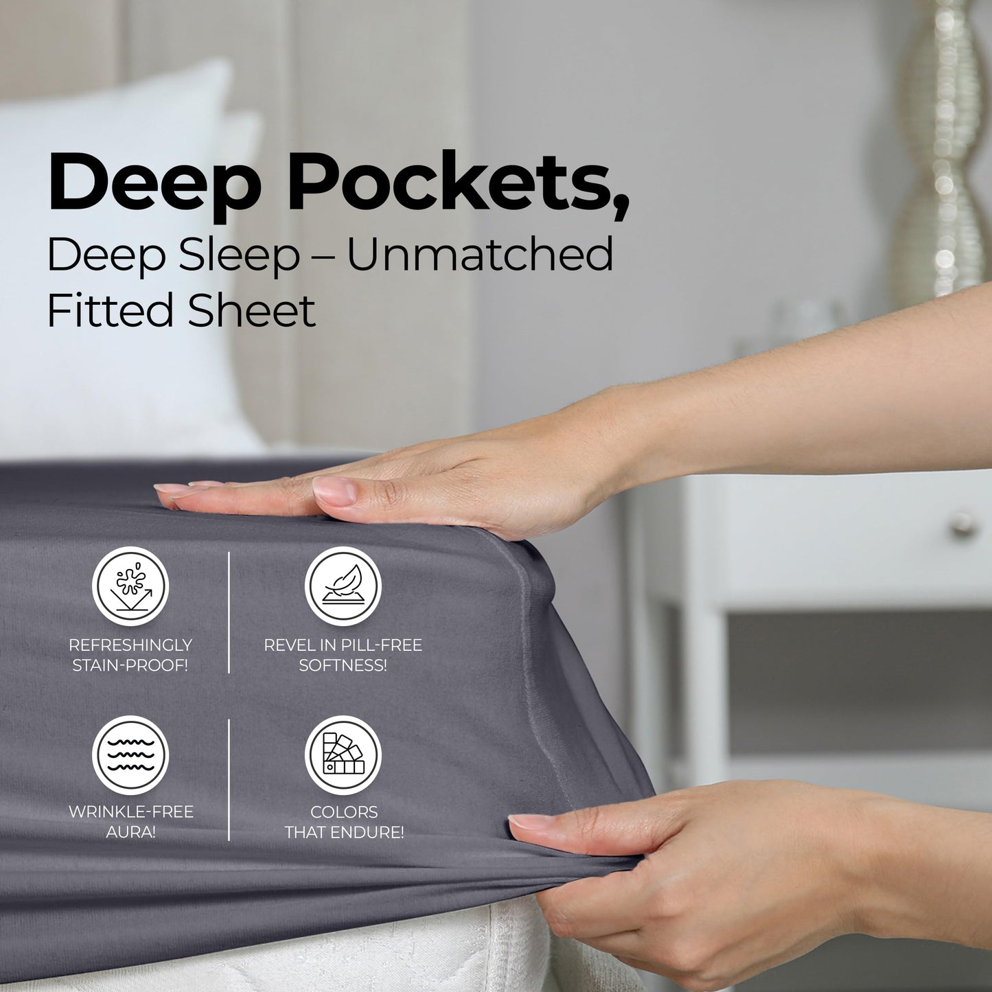 Utopia Bedding King Fitted Sheets - Bulk Pack of 2 Bottom Sheets - Soft Brushed Microfiber - Deep Pockets - Shrinkage & Fade Resistant - Easy Care (King, Grey)