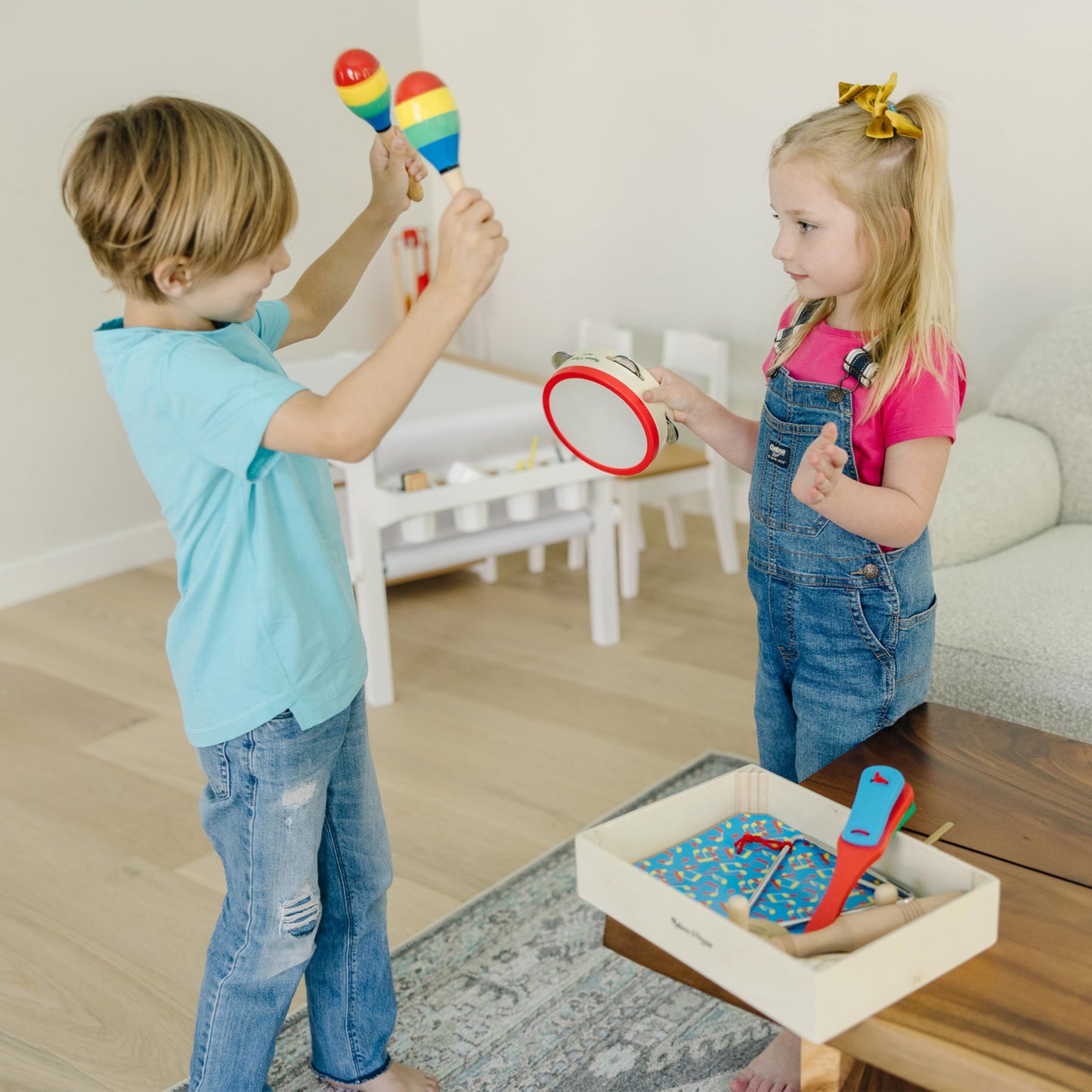 Melissa & Doug Band-in-a-Box Clap! Clang! Tap! Wooden and Metal Musical Instrument Play Set for Kids