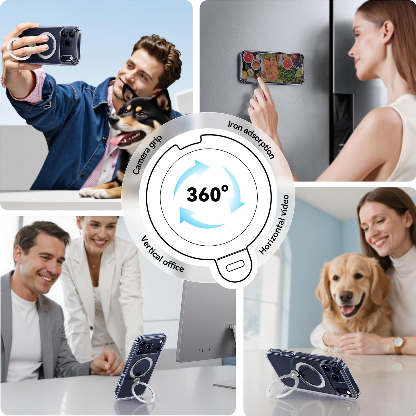 CASEKOO Clear Designed for iPhone 17 Pro Case with 360 Spin Magnetic Stand [Fit for MagSafe][17FT Military Protection] Slim Polished for iPhone 17 Pro Case with Stand 6.3'', Clear