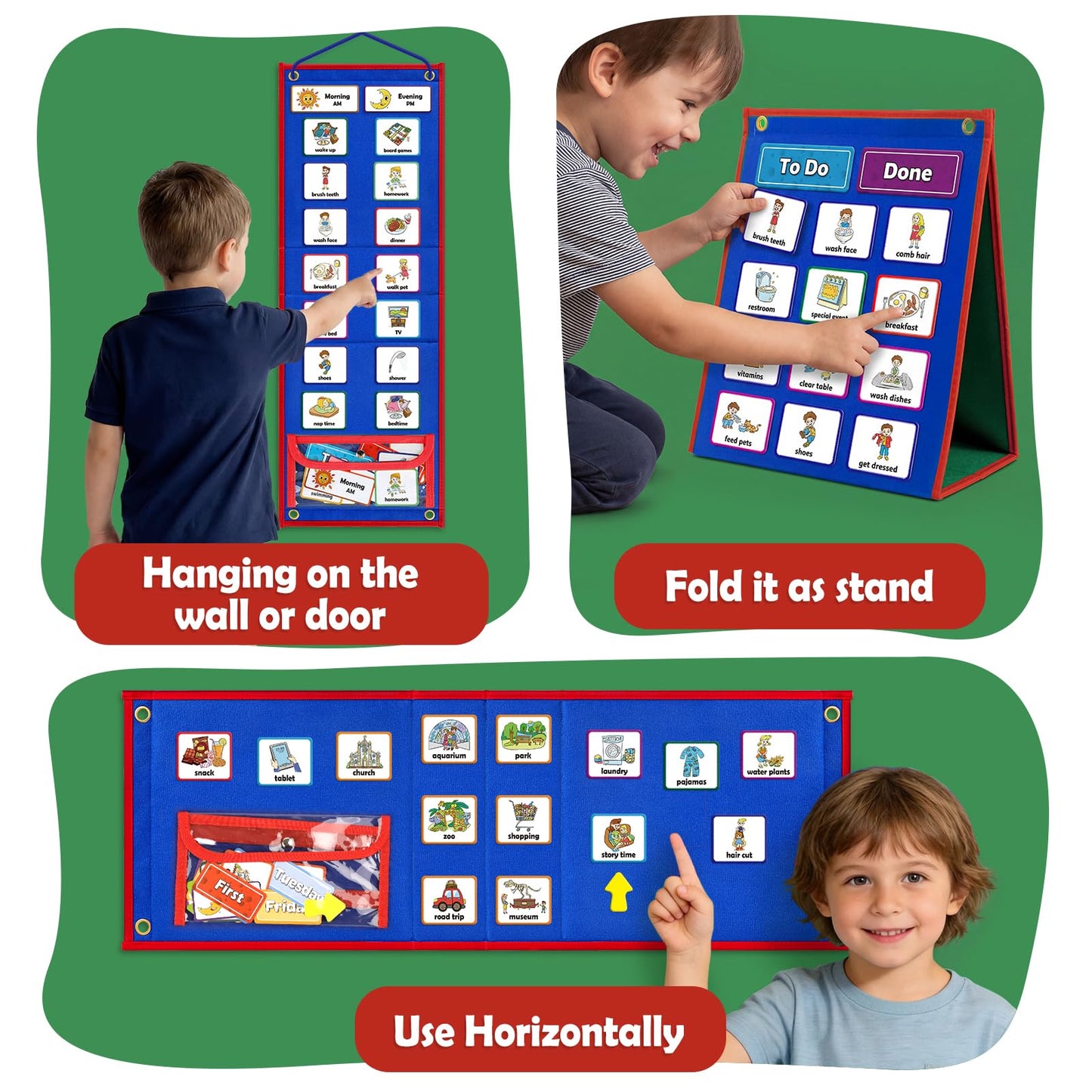 Torlam Visual Schedule for Kids Chore Chart, Morning Bedtime Routine Chart for Toddlers, Responsibility Daily Schedule Board Communication Cards Autism Learning Materials for Home School, 86 Cards
