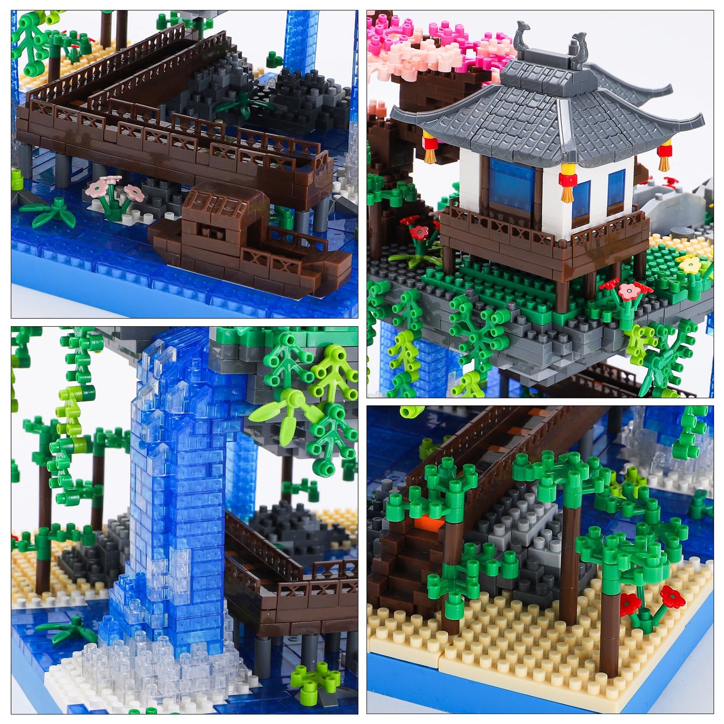 CAXIMSY Cherry Blossom Bonsai Tree House Building Block Sets with Acrylic Display Cover 3320PCS Chinese Architecture of Peach Blossom Micro Mini Building Set Toy Gift for Kids Adults