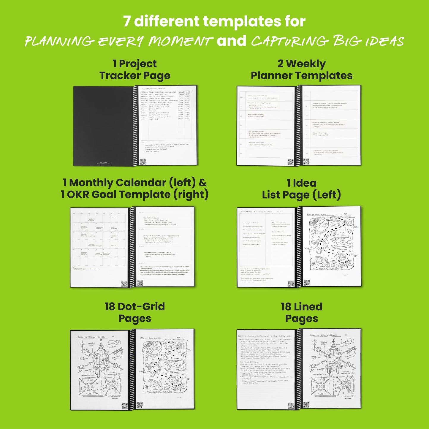 Rocketbook Fusion Smart Reusable Notebook - Calendar, To-Do Lists, and Note Template Pages with 1 Pilot Frixion Pen and 1 Microfiber Cloth Included - Deep Space Gray Cover, Executive Size (6" x 8.8")