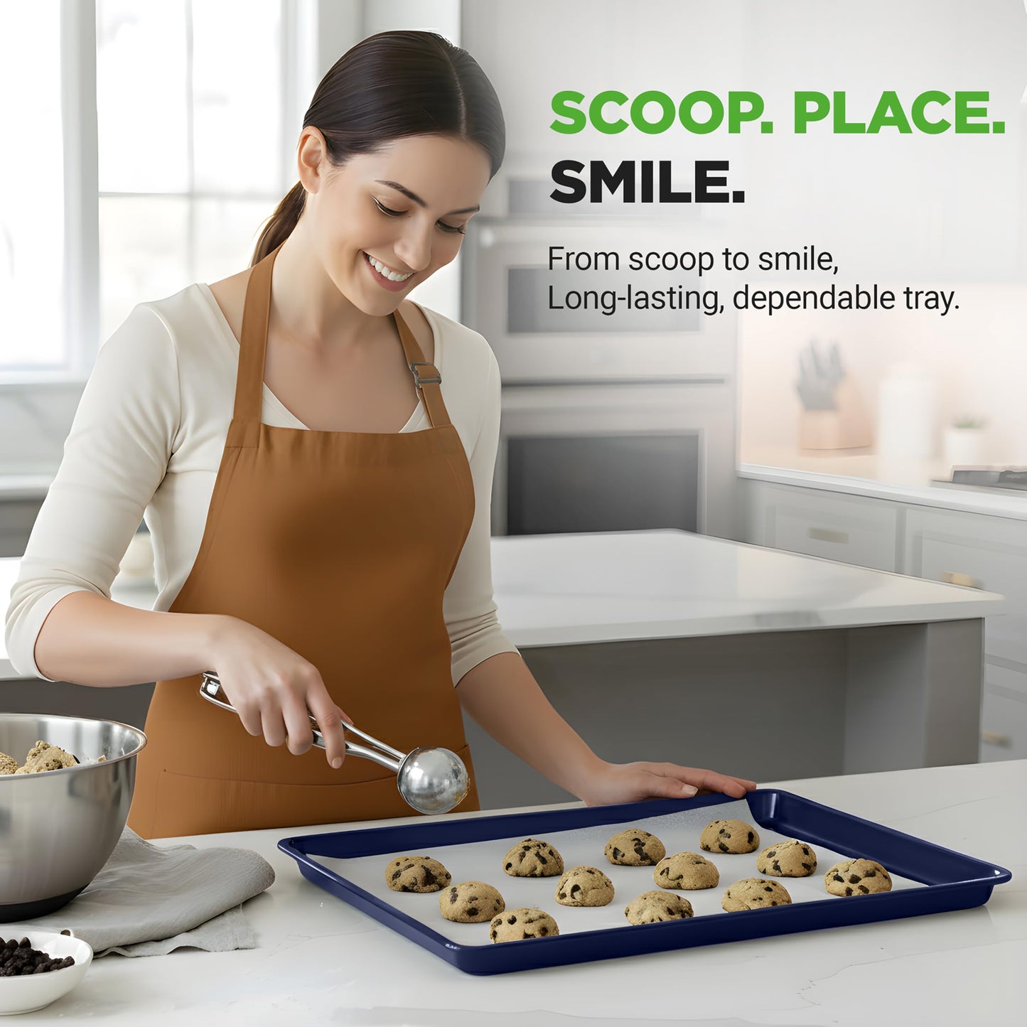 NutriChef Extra Large Cookie Sheet - Nonstick Carbon Steel Baking Tray for Easy Food Release, Professional Quality, Durable and Reliable Kitchen Essential