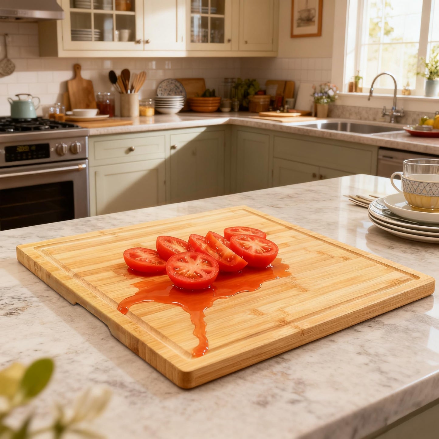 Utoplike Extra XL Large Cutting Board, Bamboo Wooden Cutting Boards for Kitchen, Big Butcher Block Chopping Board 20" x 20" with Juice Grooves(50.7 x 50.7cm)