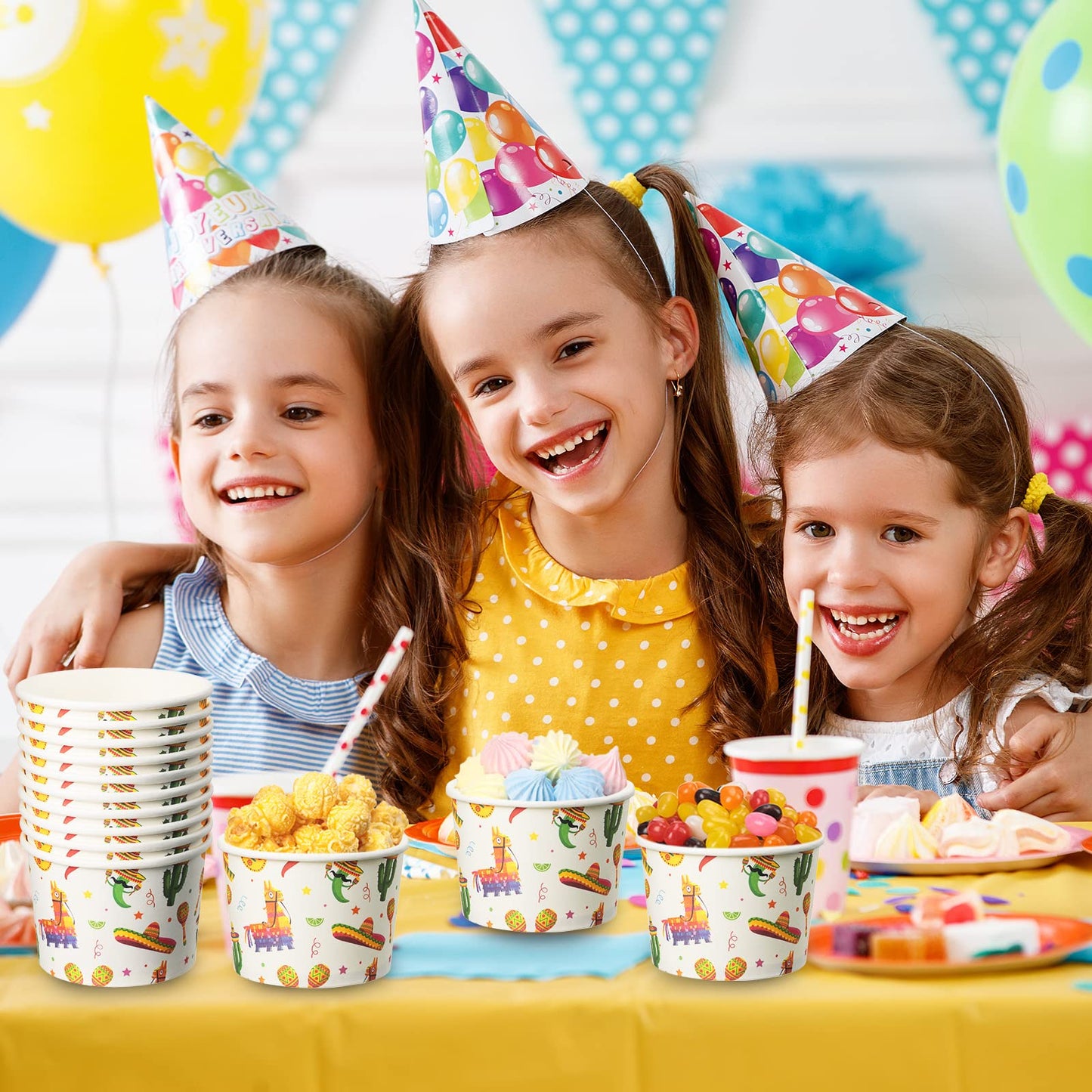 Sabary 60 Pieces Fiesta Ice Cream Cups 9 oz Disposable Dessert Bowls Paper Soup Bowls Mexican Snack Cups for Hot or Cold Food for Cinco De Mayo Mexican Birthday Party Decorations(Cactus)