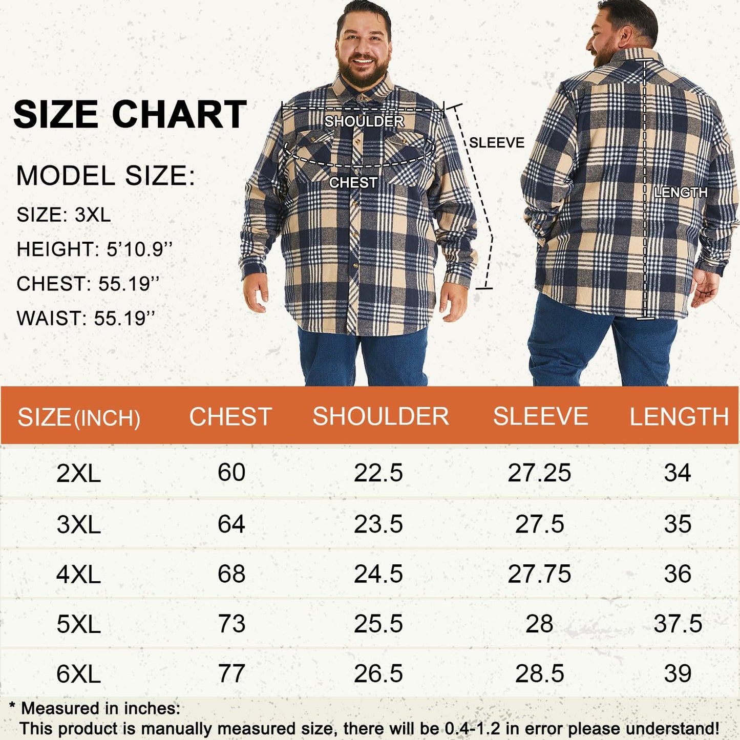 HOdo Big and Tall Mens Heavyweight Flannel Shirt 2XL- 6XL Button Down Shirt Burgundy Square 4XL