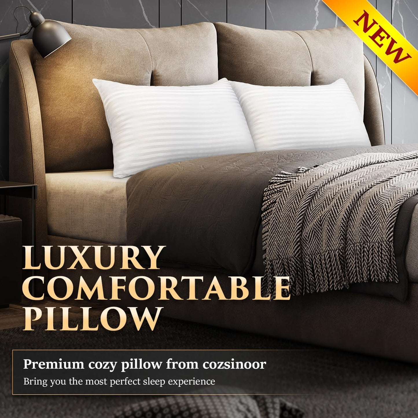 COZSINOOR Pillows for Sleeping Queen Size 2 Pack - Bed Pillows Hotel Quality Cooling Down Alternative Microfiber Filled for Back, Side and Stomach Sleepers, Breathable Skin-Friendly