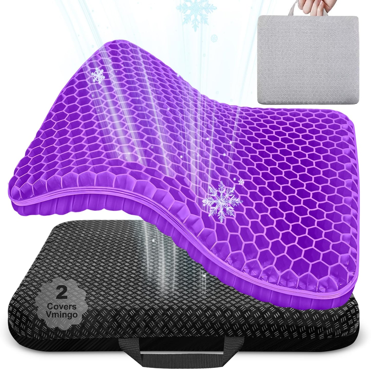 Gel Seat Cushions for Long Sitting, Double Thick Seat Cushion Breathable Honeycomb Design Absorbs Pressure Points, Gel Cushion for Office Chair, Home, Car, Wheelchair