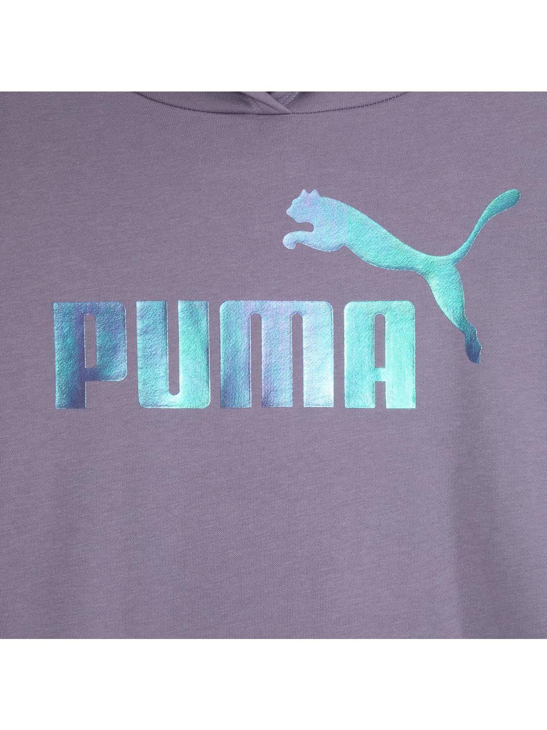 Puma Girls' Oversized Hoodie, Fleece Lined, Logo Graphics, Pale Plum, Medium