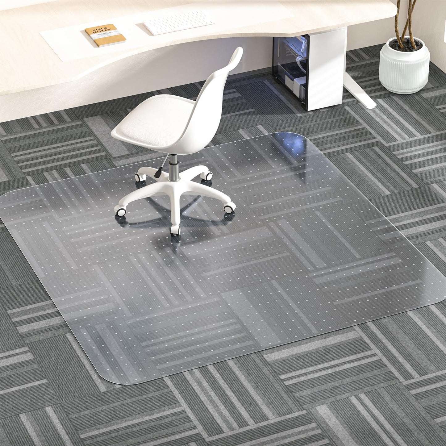 MESHDO Carpet Chair Mat 53X 45 Inch - 2.2MM Thicker Office Chair Mat for Carpet Floors, Clear and Thick Rolling Computer Chair Mat with Non-Slip Studded for Home and Office Low Pile Carpets