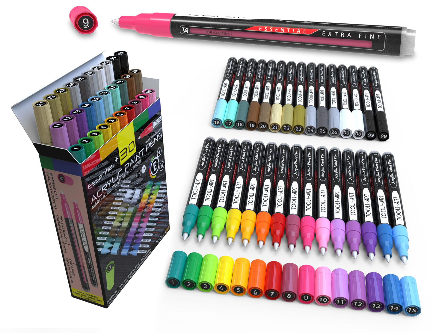 Acrylic Paint Pens Assorted Vibrant Markers for Rock Painting, Canvas, Glass, Mugs, Wood, Fabric, Metal, Ceramics. Non Toxic, Quick Dry, Multi-Surface, Lightfast (EXTRA FINE)