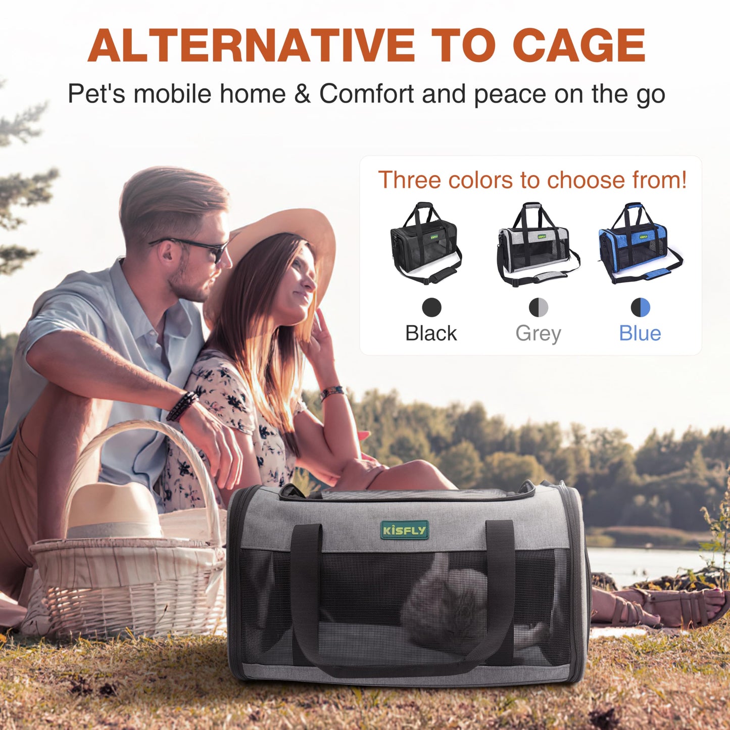 TSA Approved Pet Carrier in Cabin – Portable Travel Bag with Litter Box for Cats, Small Dogs, Kittens, Puppies & Rabbits (17"x11"x9.5"), for Pets up to 12 lbs, Gray