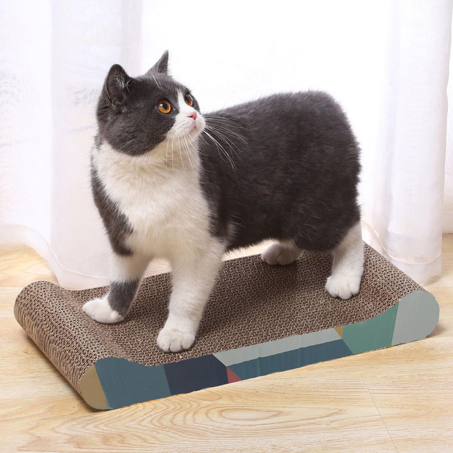 Cat Scratch Board, Bone-Shaped Design cat Scratch pad, Brown Corrugated Cardboard, pet cat Toy, Reversible cat Scratch Toy (4pcs)