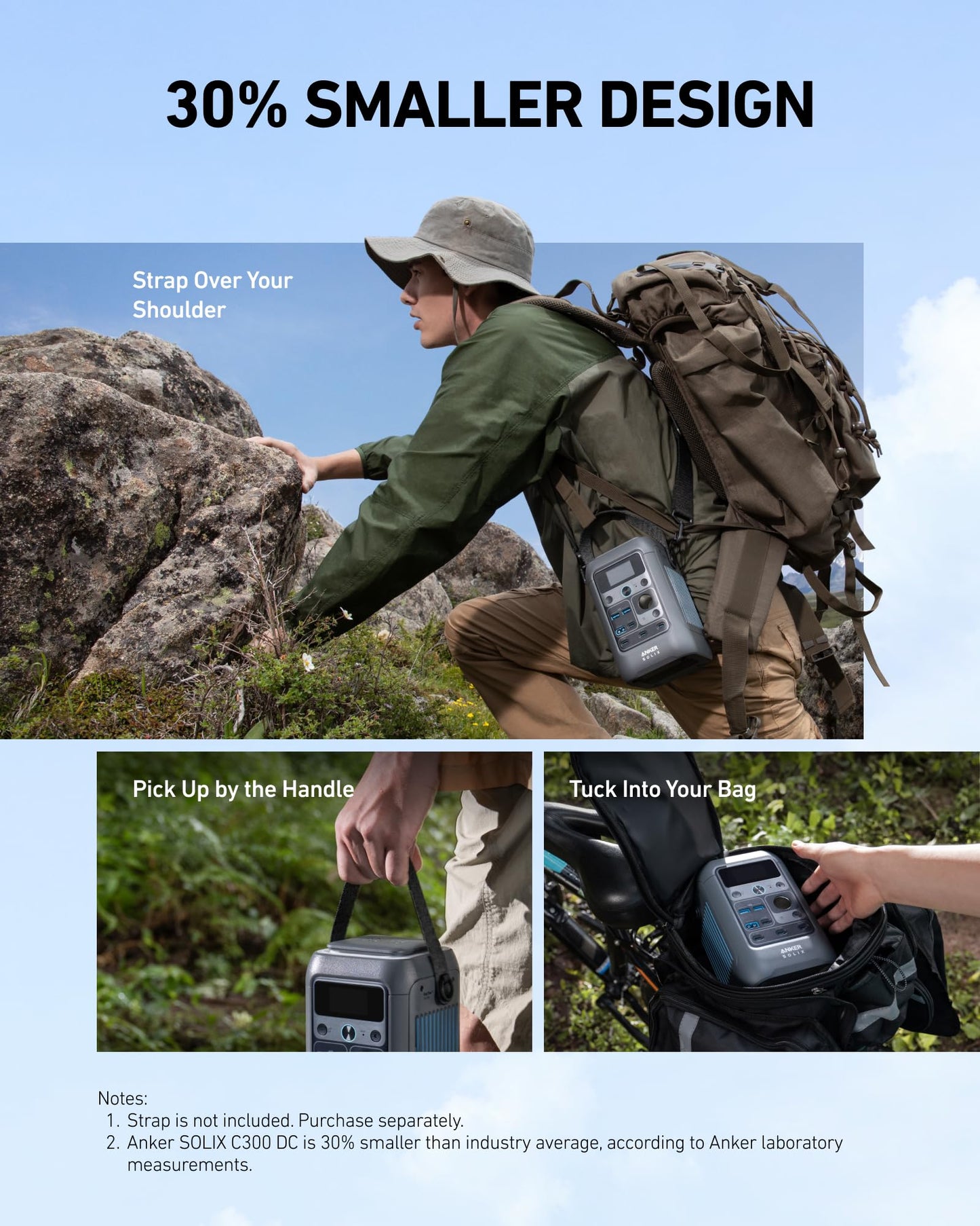 Anker SOLIX C300 DC Power Bank Station, Outdoor 288Wh Portable Power Station, LiFeP04 Battery, 300W Solar Generator, for Camping, Traveling, and Emergencies (No Wall Charger Included)