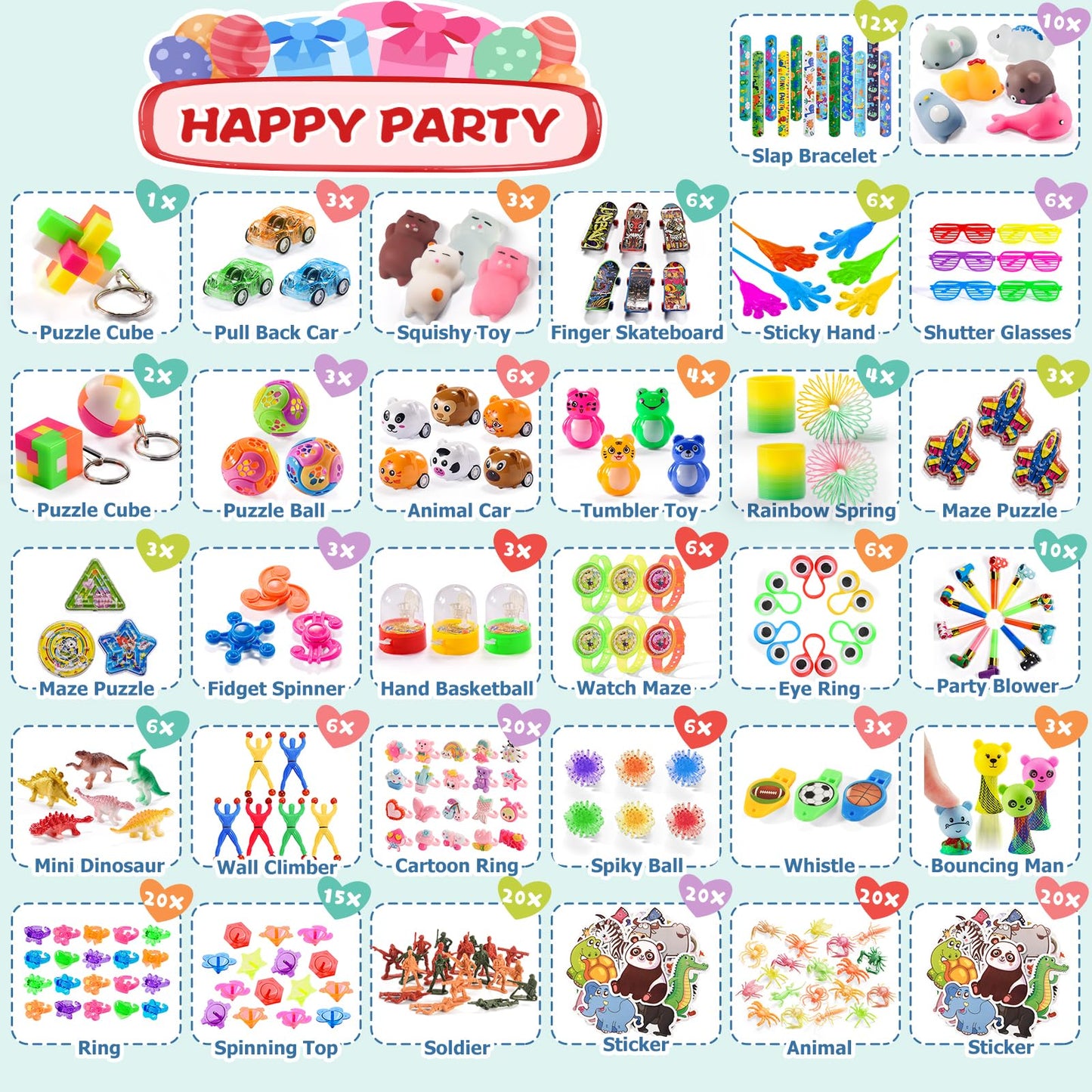 300 Pcs Party Favors for Kids Loot Bag Fillers 8-12, Bulk Fidget Toys Pinata Filler Goodie Bags Item, Return Gifts Stuffers for Birthday Party Favours 6-8 3-5, Treasure Chest Prizes Classroom Rewards