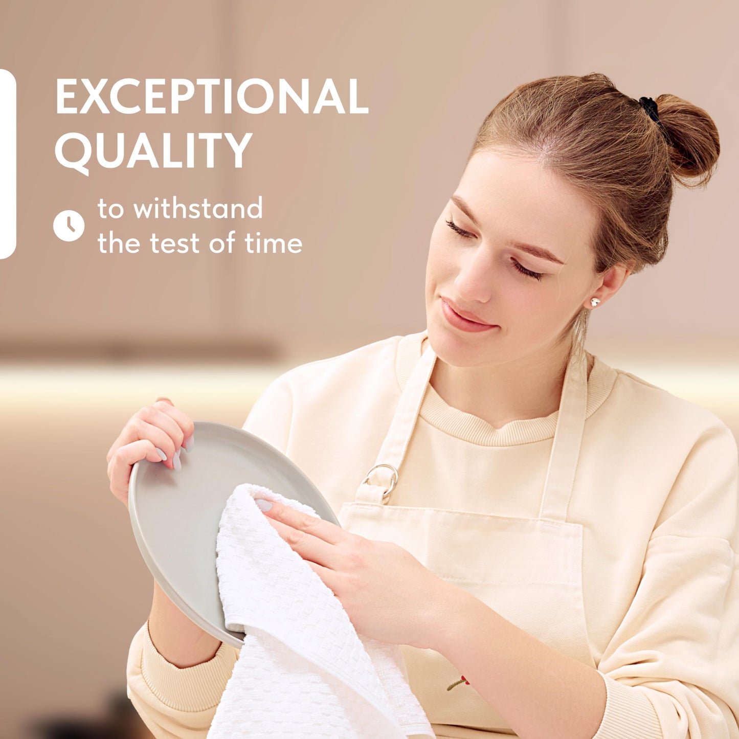 Wealuxe Super Absorbent Kitchen Towels 12 Pack - Premium 100% Cotton Kitchen Towels, 450GSM Thick Machine Washable White Dish Towels for Kitchen Drying, Cleaning, Dobby Weave, Unmatched Quality