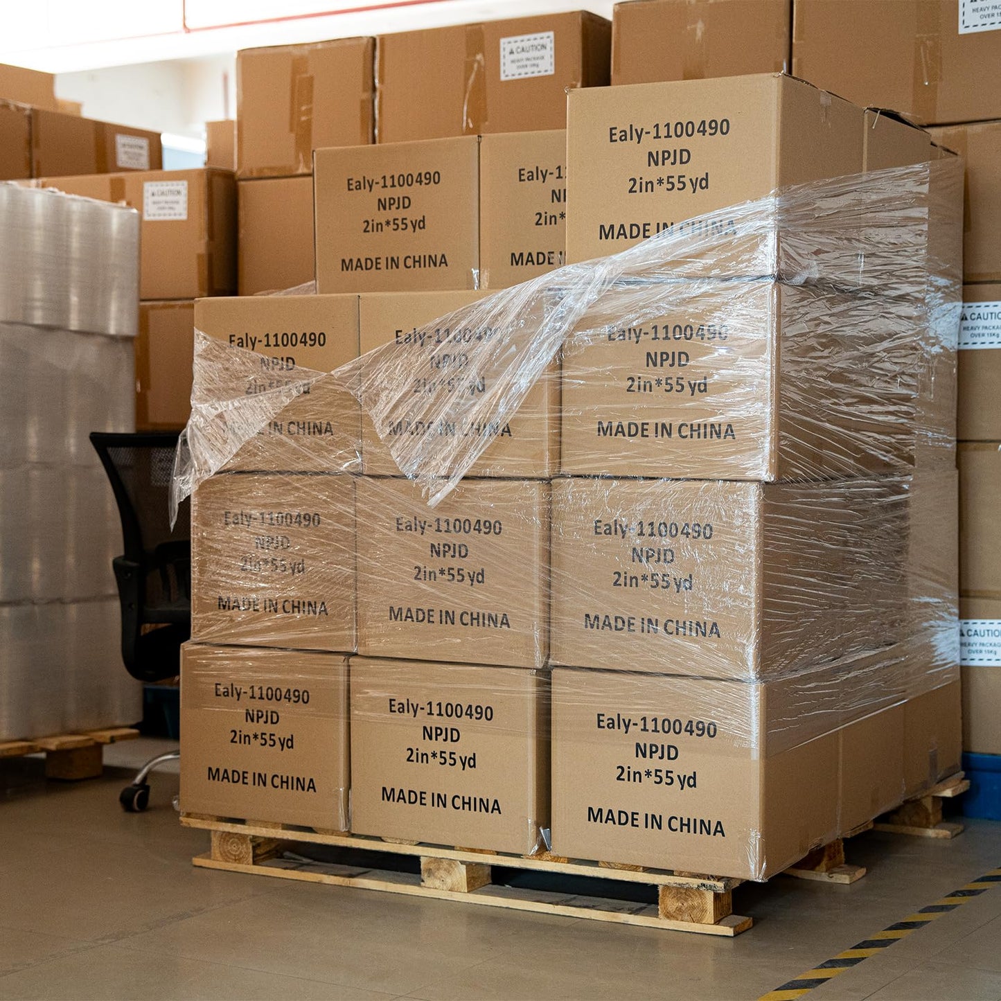 Ealyder Tape 2 Rolls Clear Stretch Wrap 12" x 1000 FT x 80 Gauge, Industrial Heavy Duty Stretch Wrap Shrink Film, Durable Self-Adhering for Packing, Moving, Pallet, Included Wrap Holder