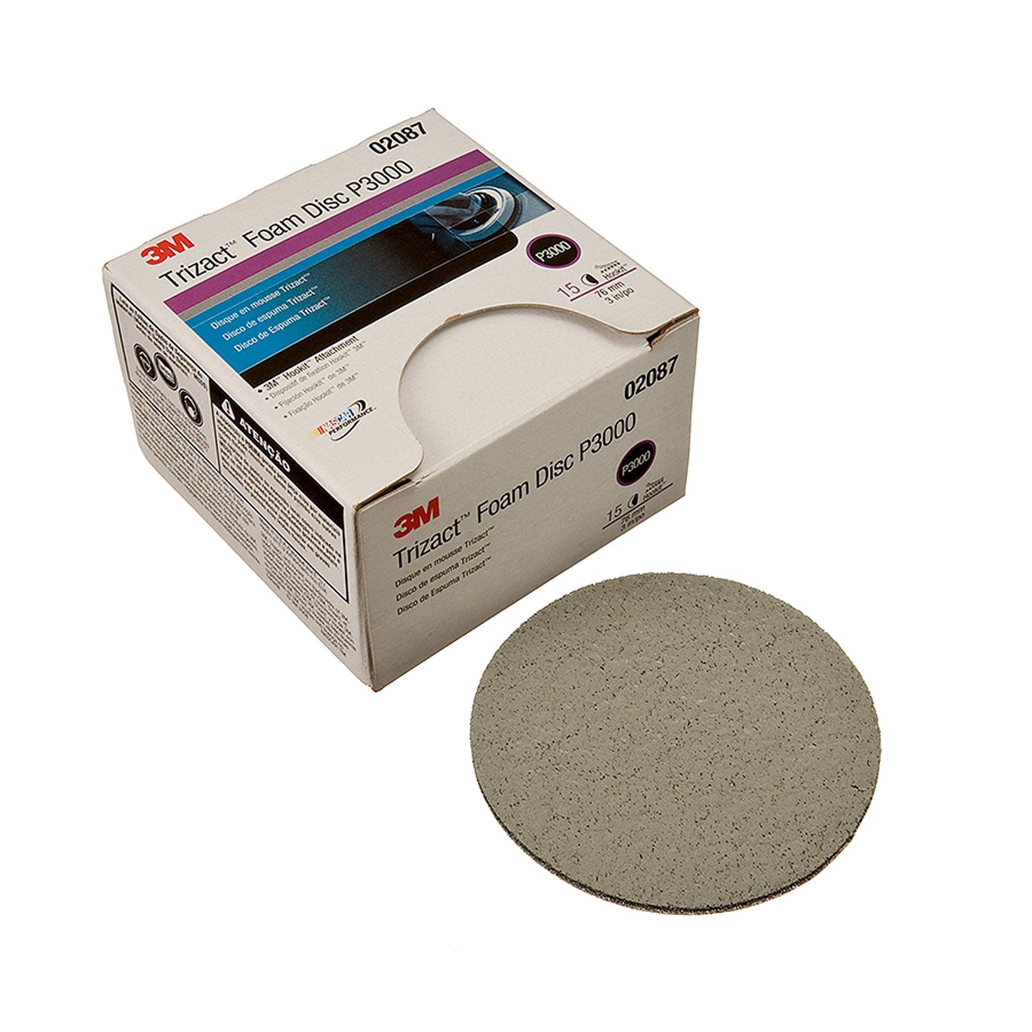 3M 02087 Trizact Hookit 3" P3000 Grit Foam Disc